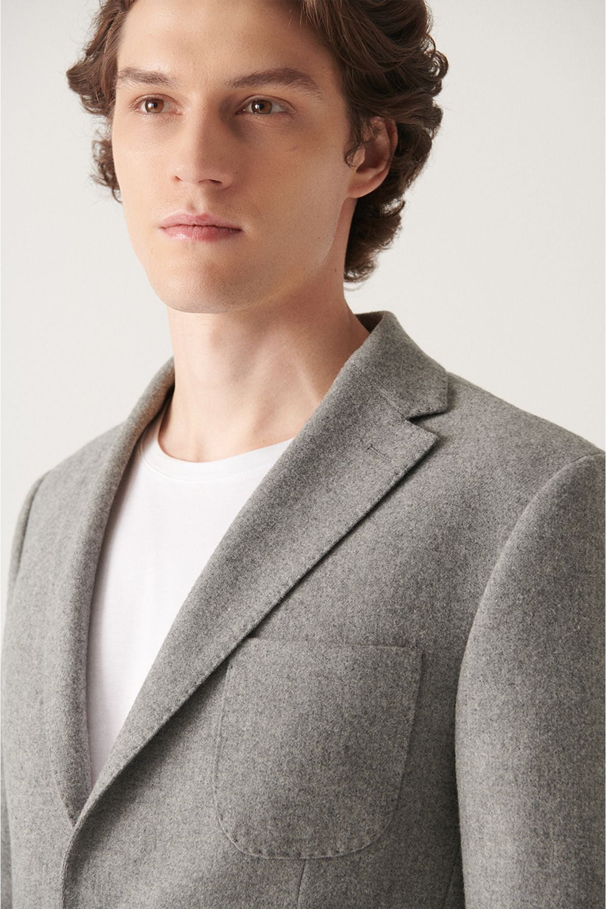 Men's gray woolen jacket A22y4003