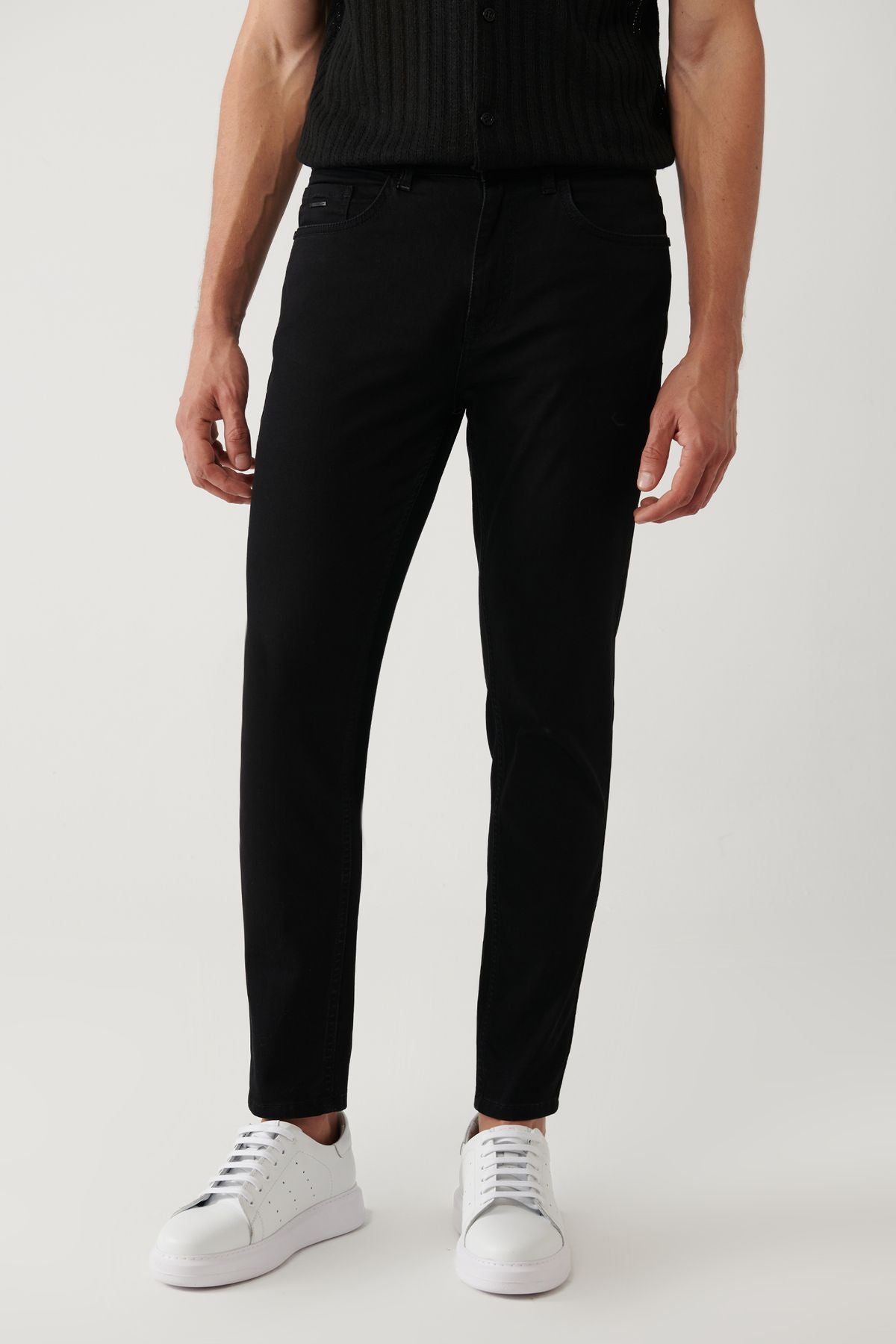Men's black rinsa washed flexible cotton jeans pants A41y3513