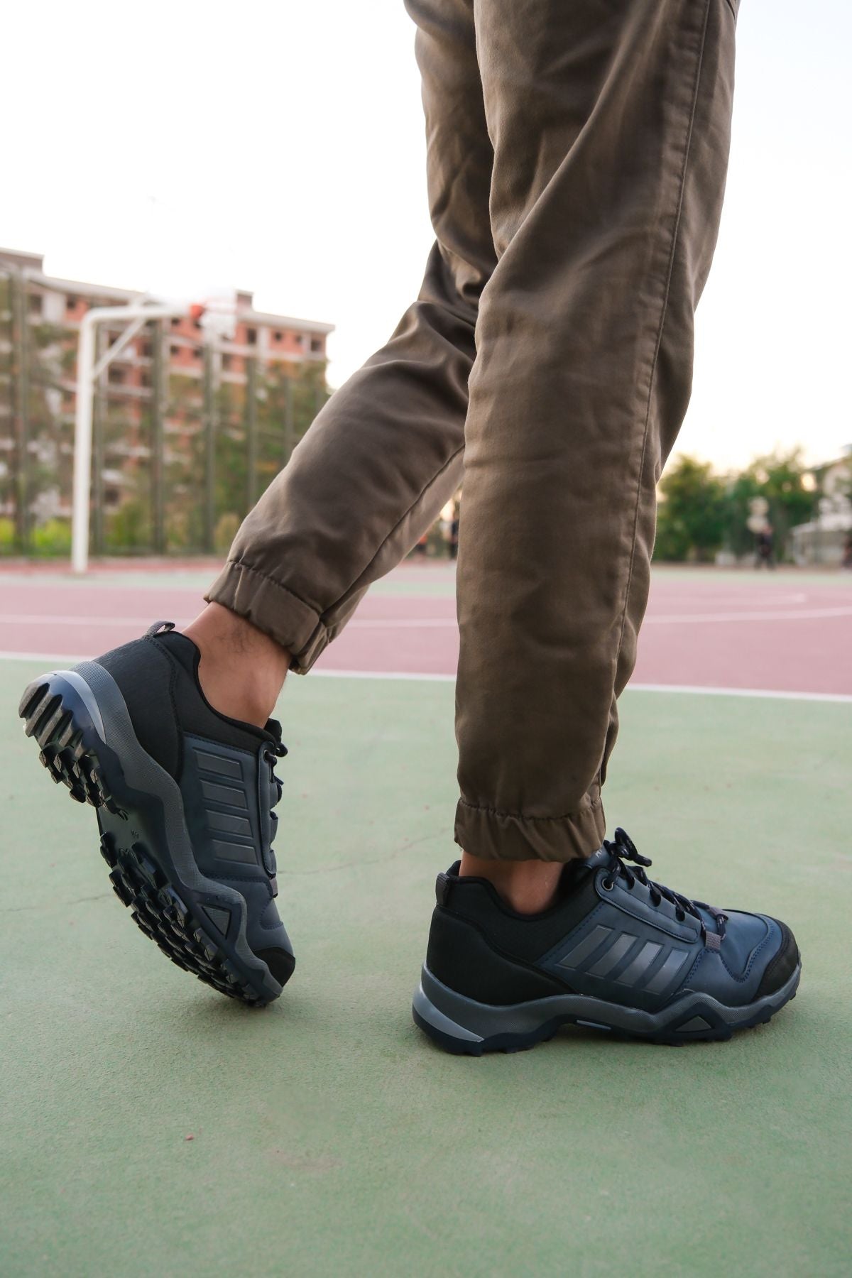 Navy blue smoked men's trekking shoes 0012189