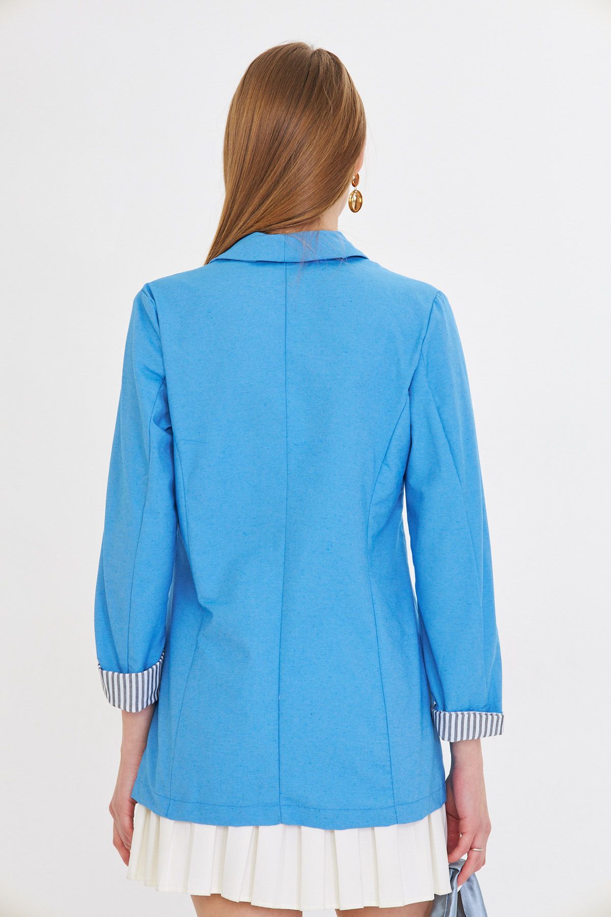 WOMEN INDIGO SOLD SOLID SINGLE buttoned jacket ARM-22K001122