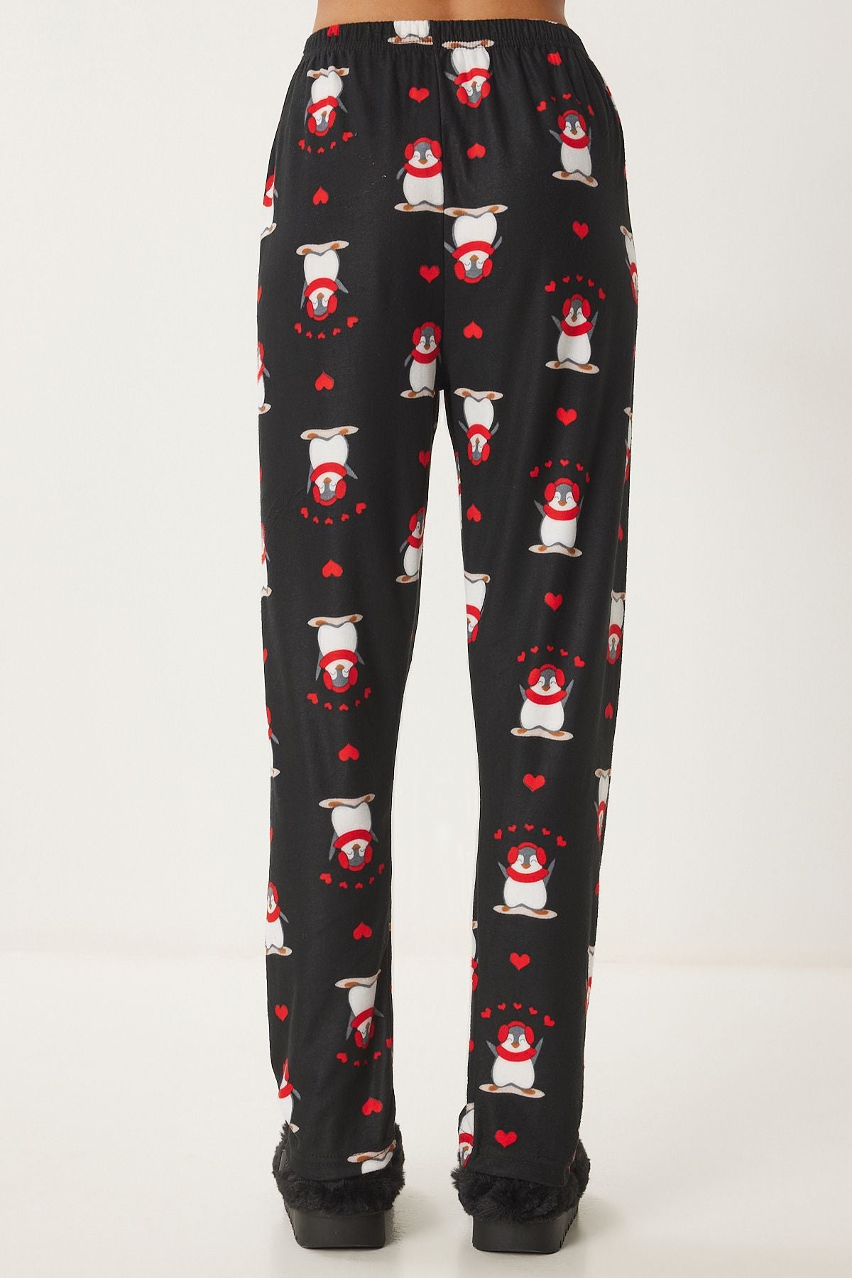 Women's black patterned soft textured knitting pajamas six Ce00089