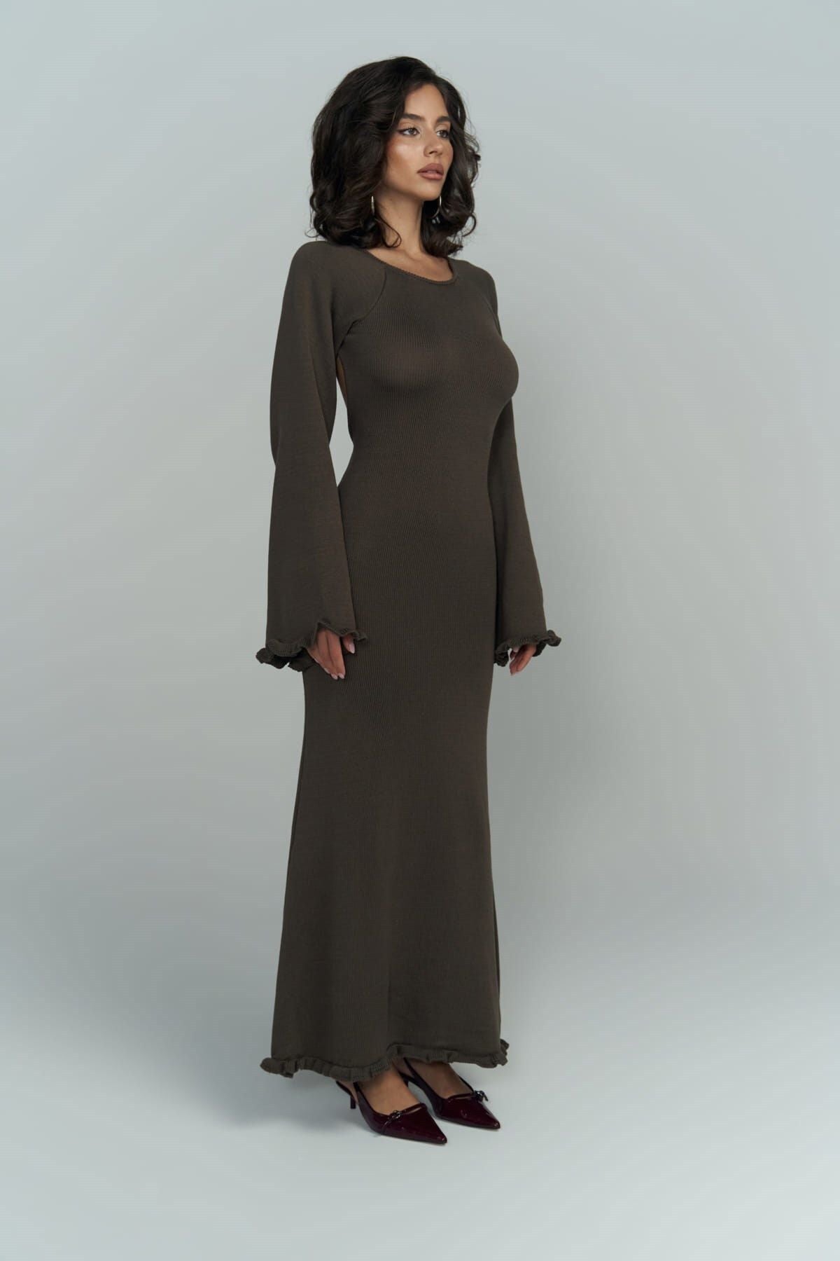 Angela Back Back Coffee Knitwear Dress