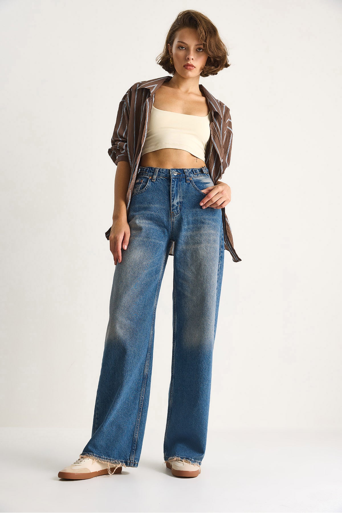 Women's Side Buckle Denim Trousers 5290 60284088