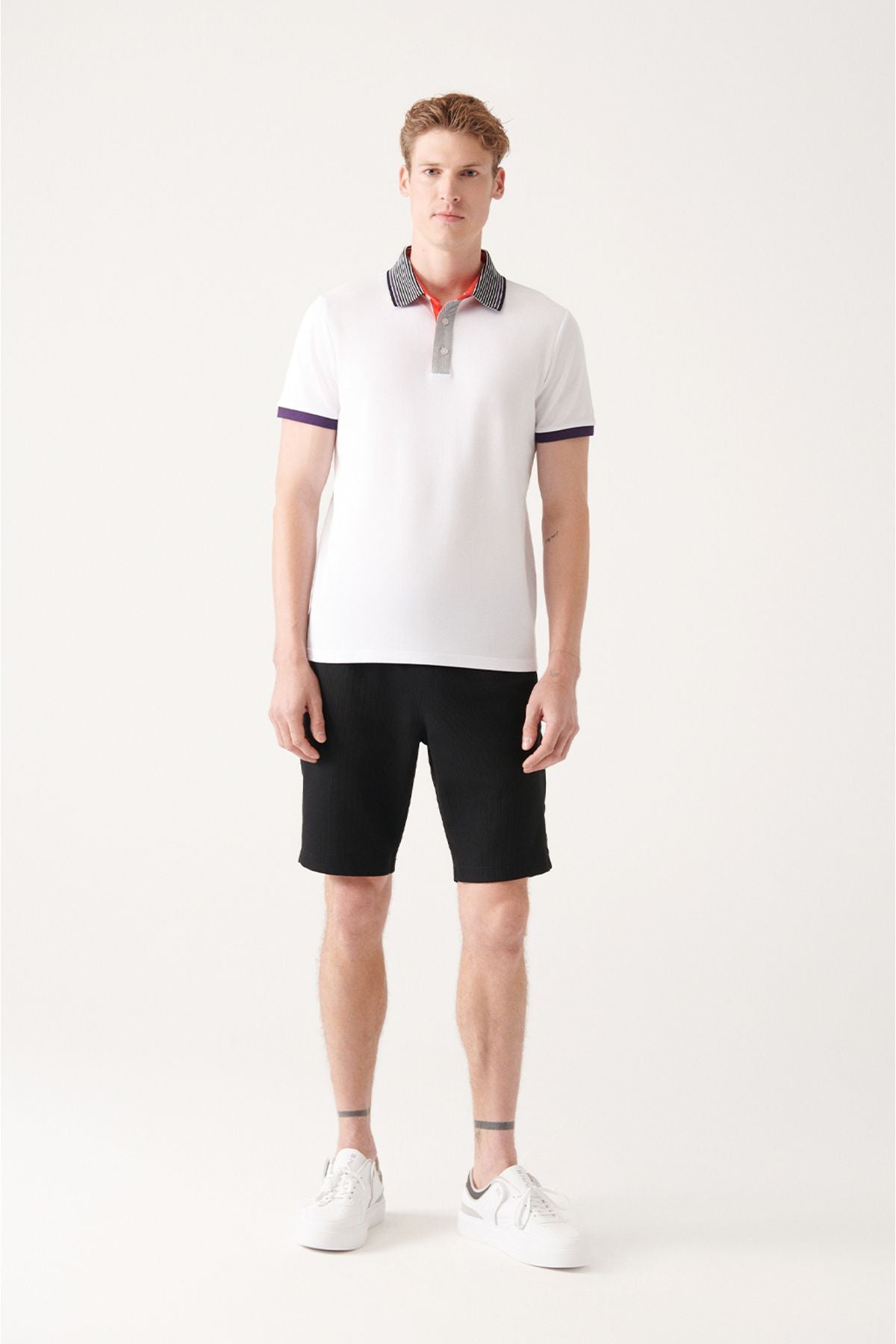Men's White 100 %Cotton Polo Yaka T-shirt A31y1166