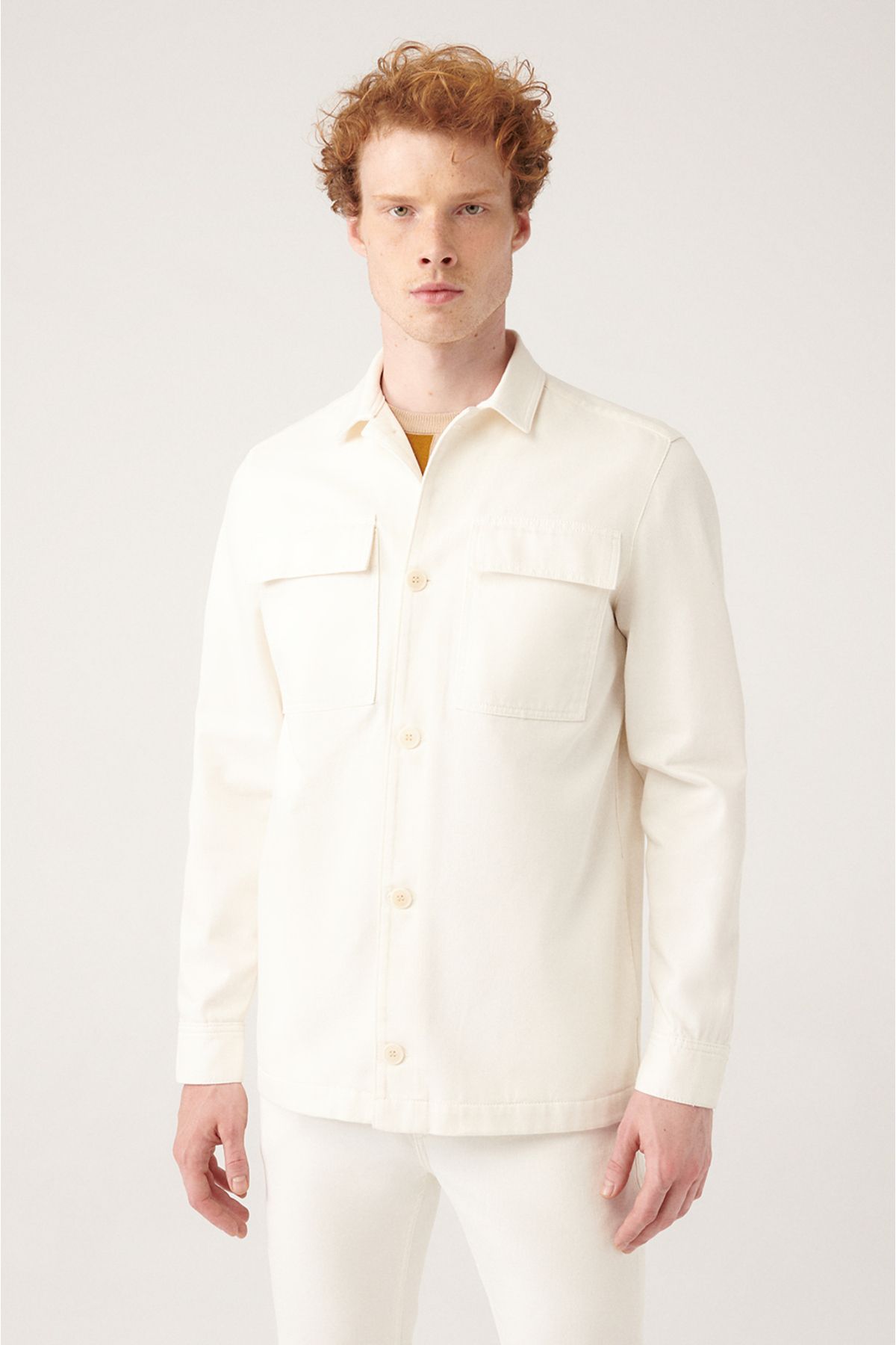 Men's Ecru 100 %Cotton Cold Pigeous Paint Paint Ince Mont A31y6050