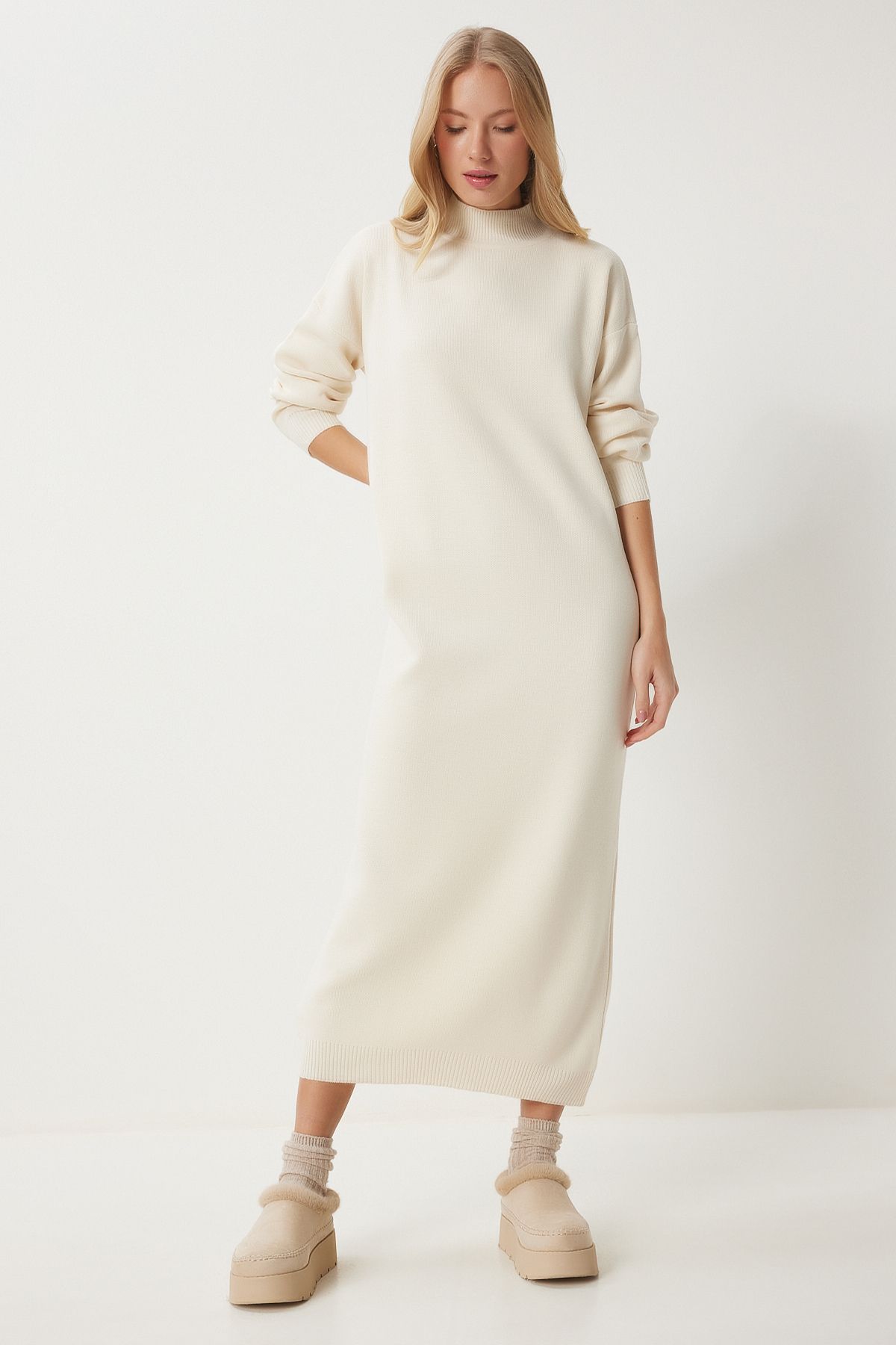 Female Bone Fisherman Collar Long Knitwear Dress DD01344