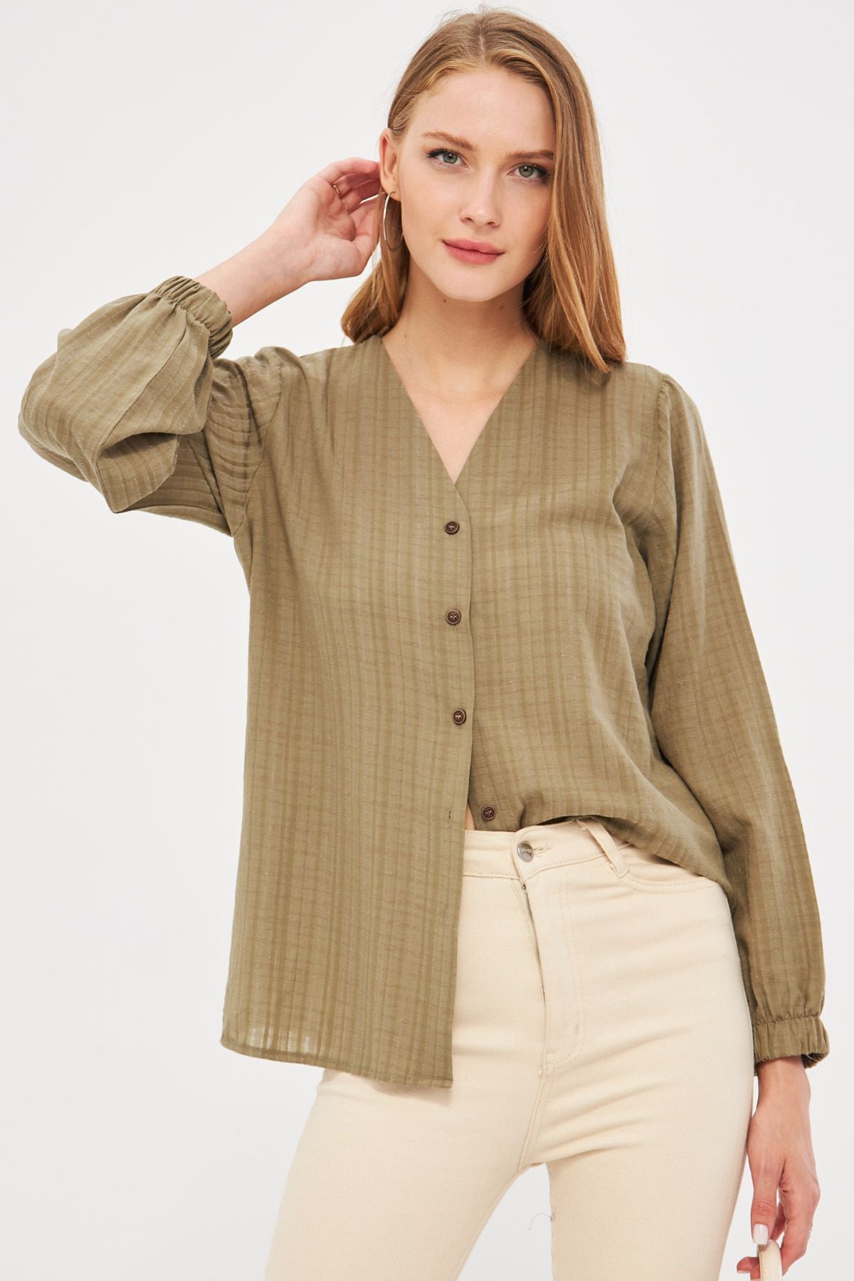 Women's Khaki Band with rubber shirt ARM-24K001002