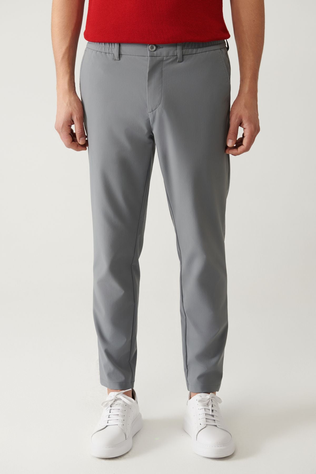 Men's gray waist rubber 360 degree flexible technical fabric pants A41y3077