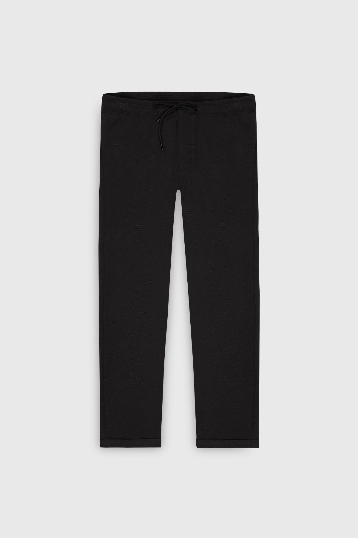Men's Black Standard Fit Normal Cutting Pocket Flexible Knitting Pants