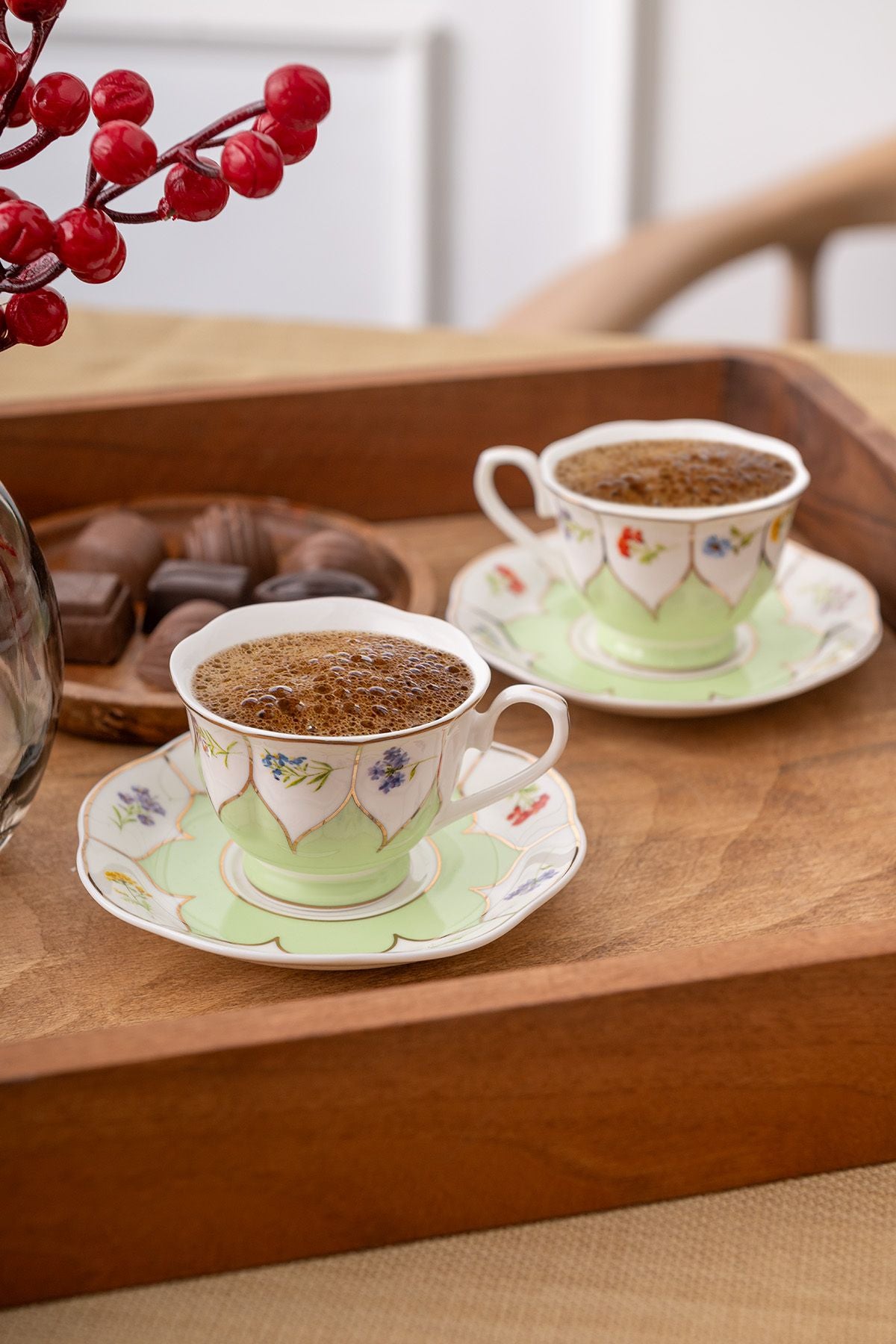 Wildflowers Coffee Cup Set for 2 people Green 80 ml