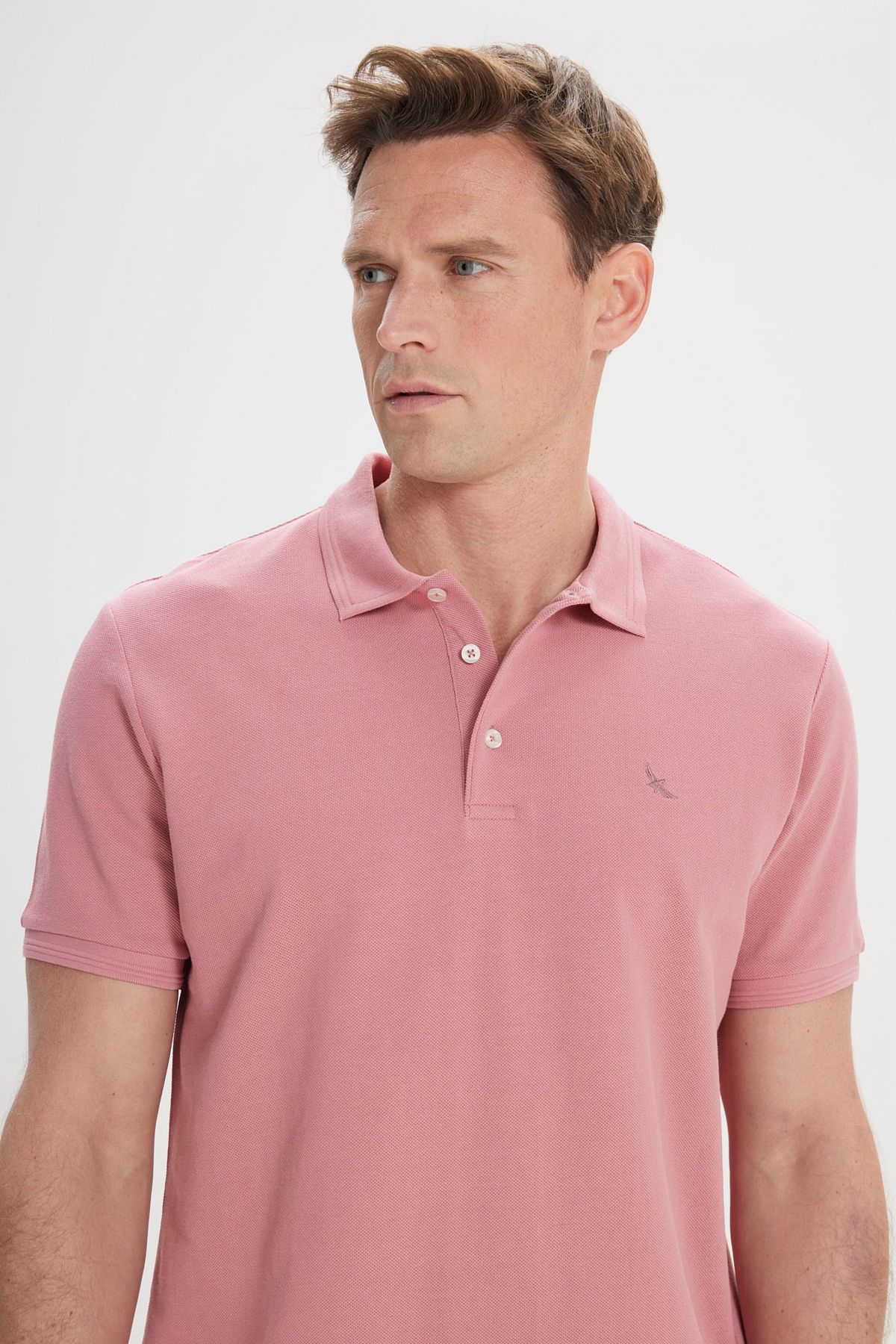 Men's rose dry slim fit narrow cut polo collar 100 %cotton short sleeve t -shirt