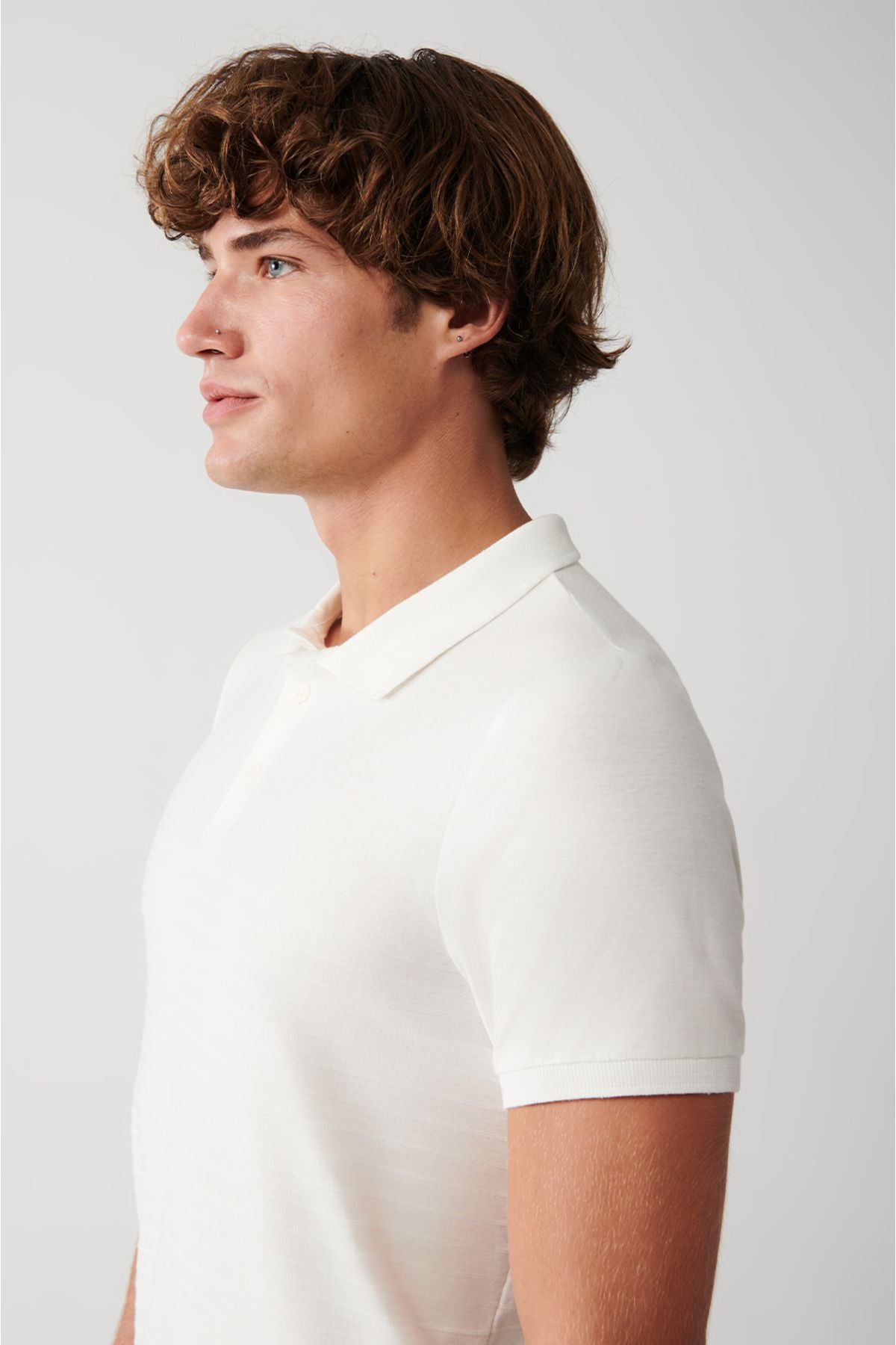 Men's White 100% Cotton Jacquard Polo collar Regular Fit T-shirt A31y1128