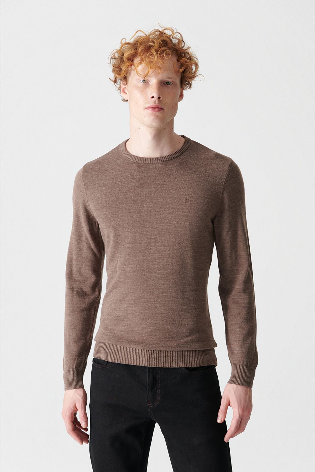Men's mink bike collar feathered knitwear sweater E005000