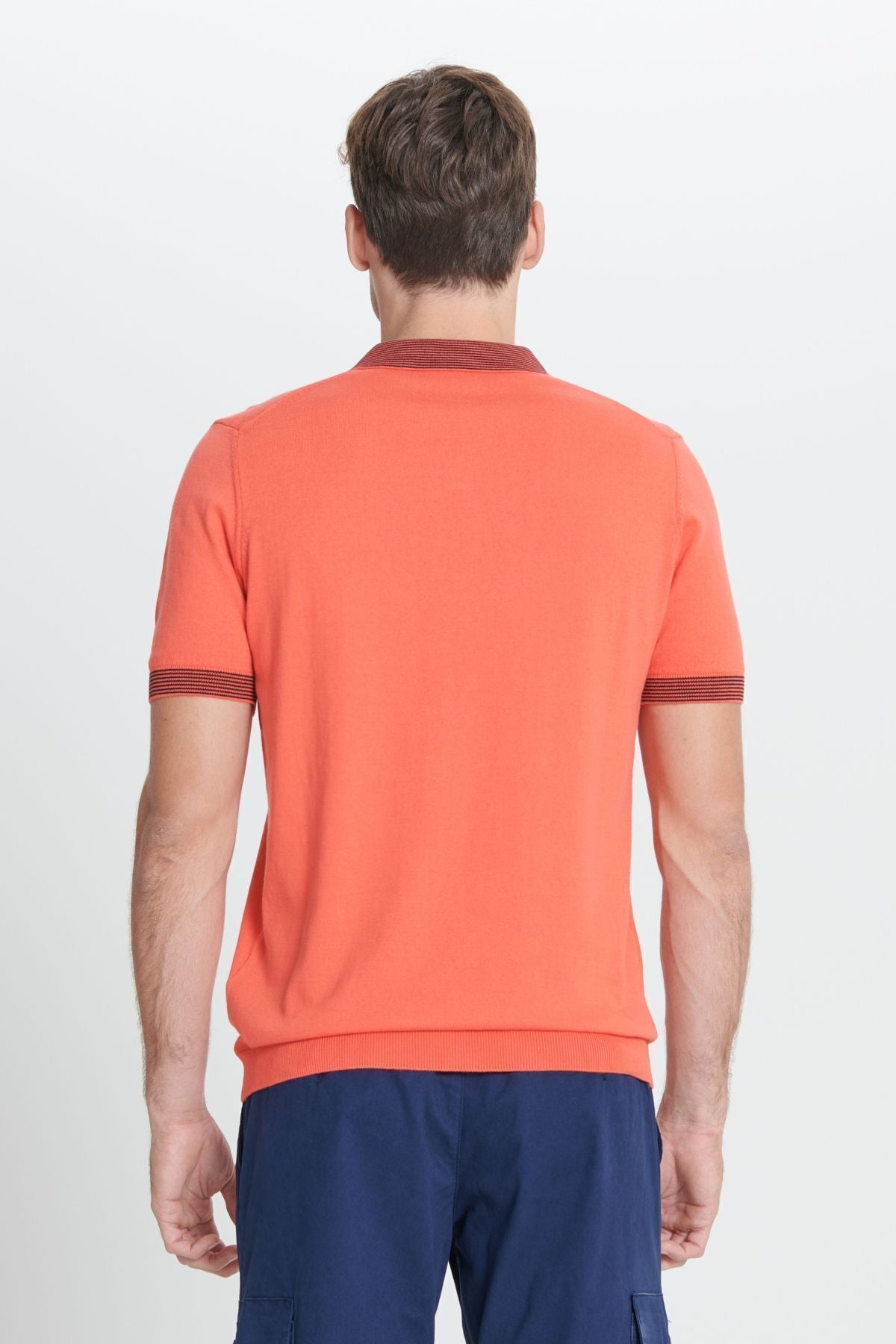 Male Coral Standard Fit Normal Cut Polo Yaka 100 %Cotton Knitwear T -shirt