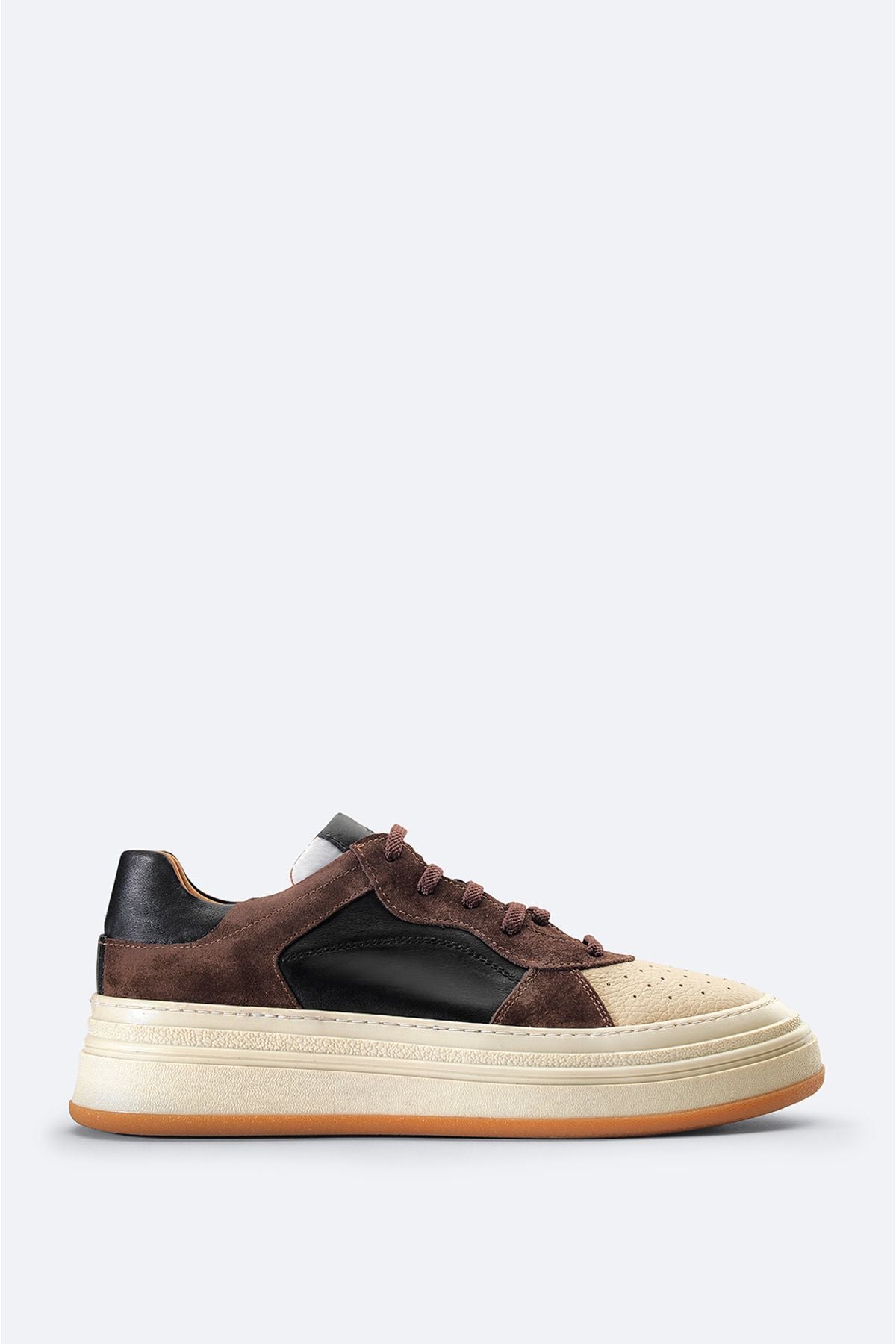 Men's brown leather detailed flexible floor casual shoes A32Y8020