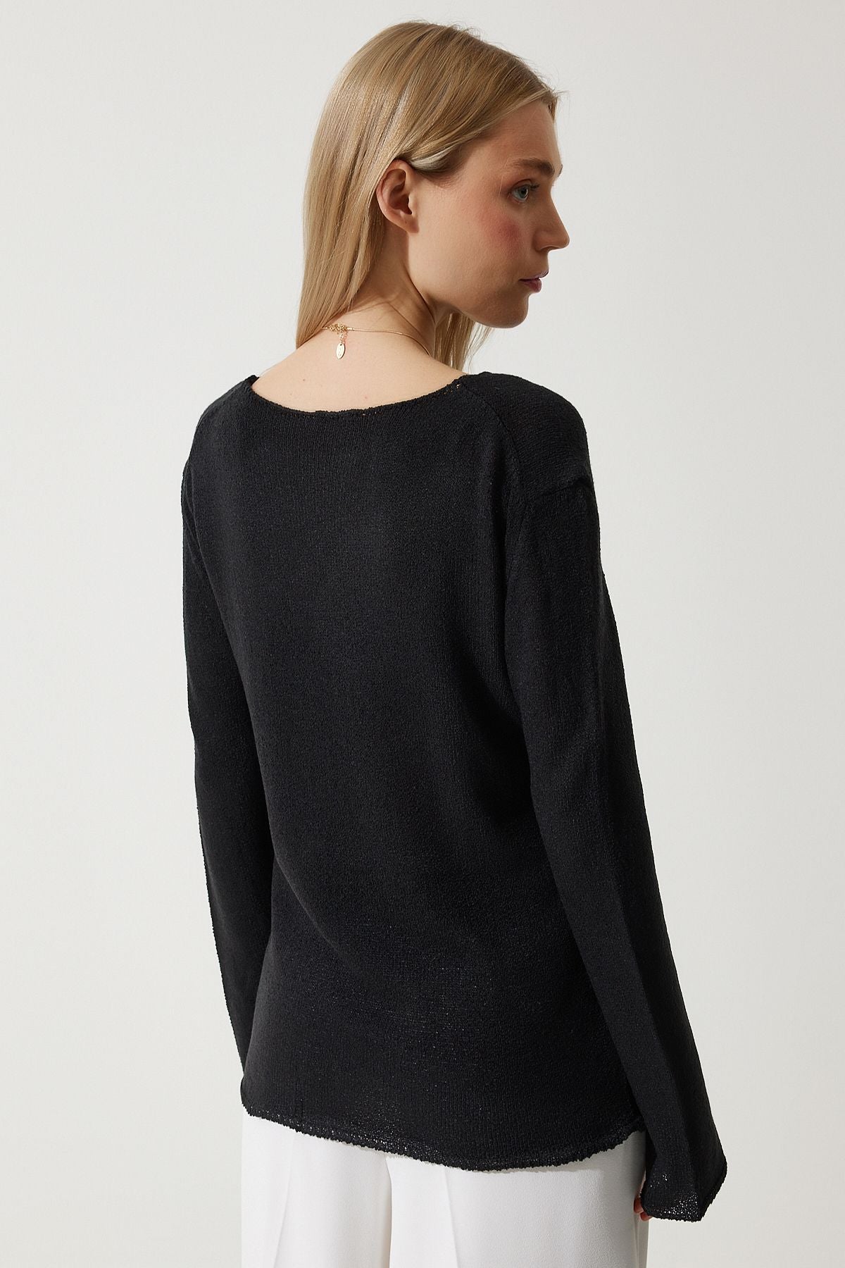 Female black cottage mercerized knitwear blouse yy00211