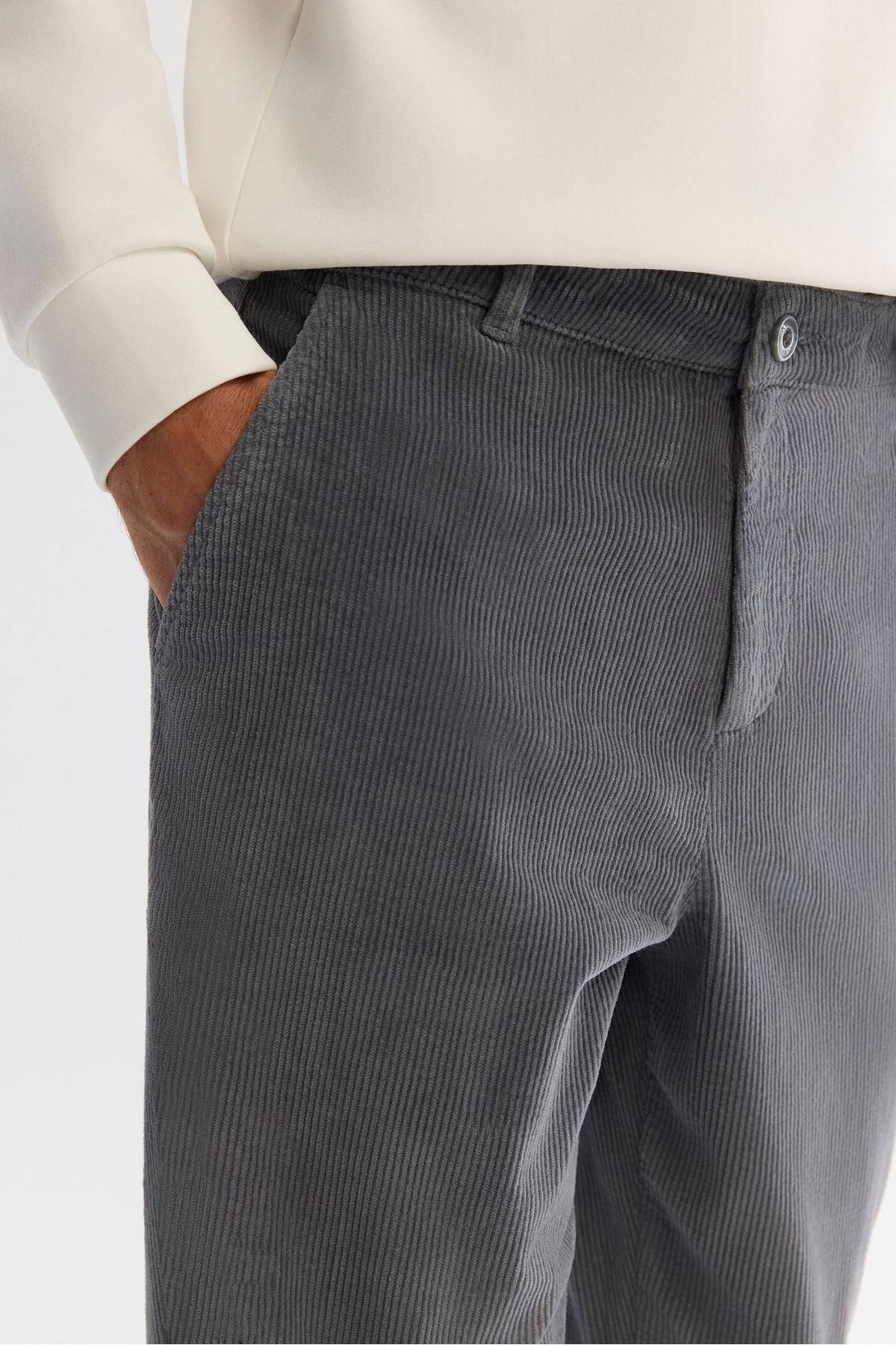 Men's oil blue classic waist thick wick velvet chino pants a42y3017