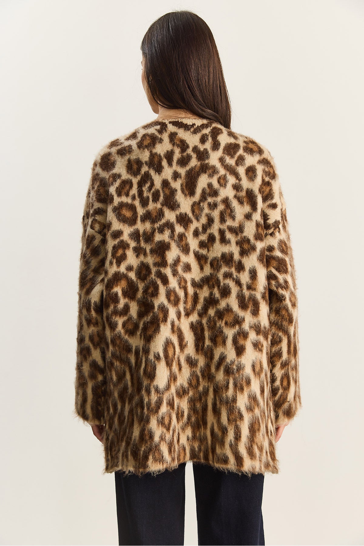 Women's Pocket Detailed Patterned Oversize Rose Gold Knitted Cardigan 20251101