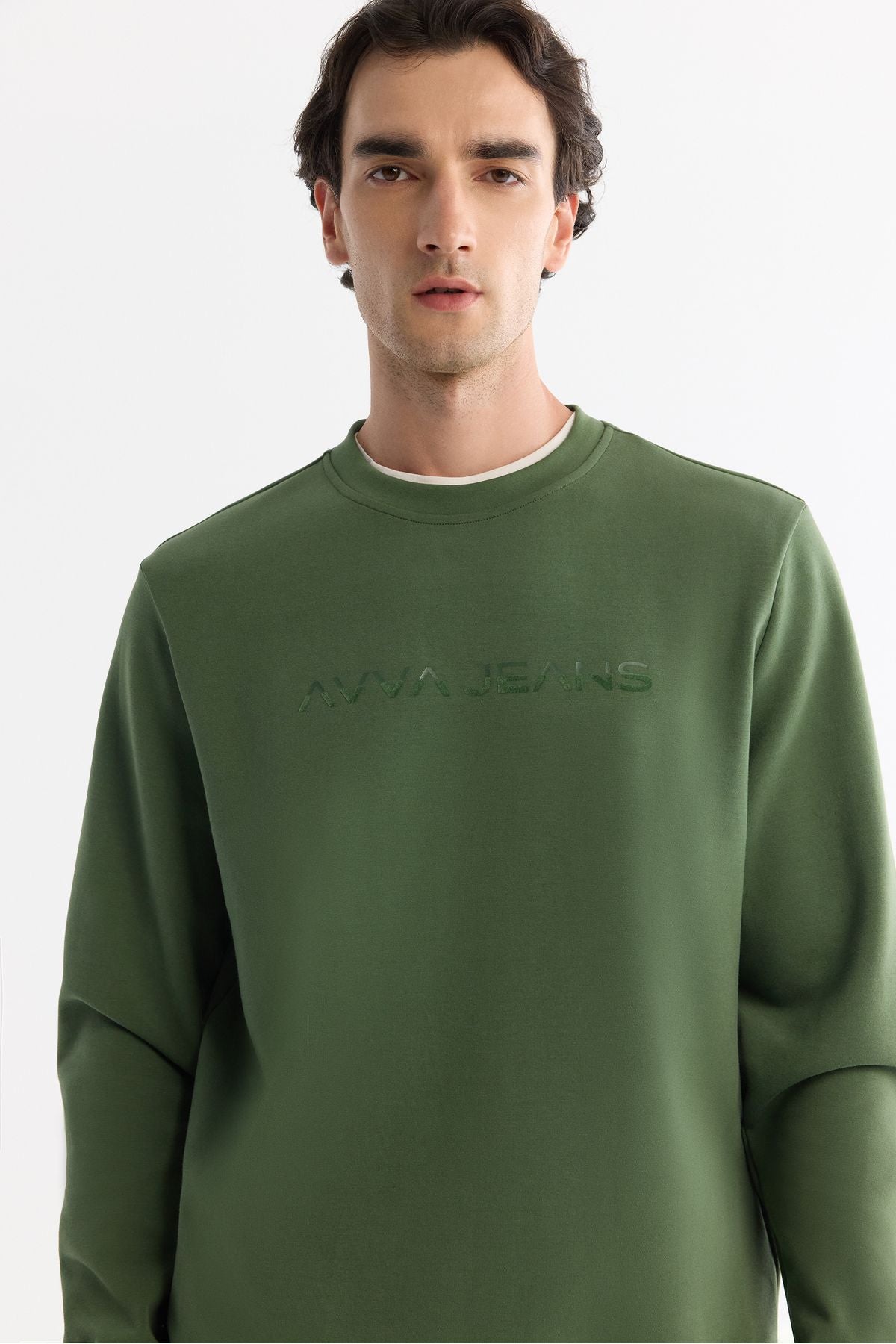 Men's Khaki Bicycle Cotton Cotton Printed Elastan Sweatshirt A42y1221
