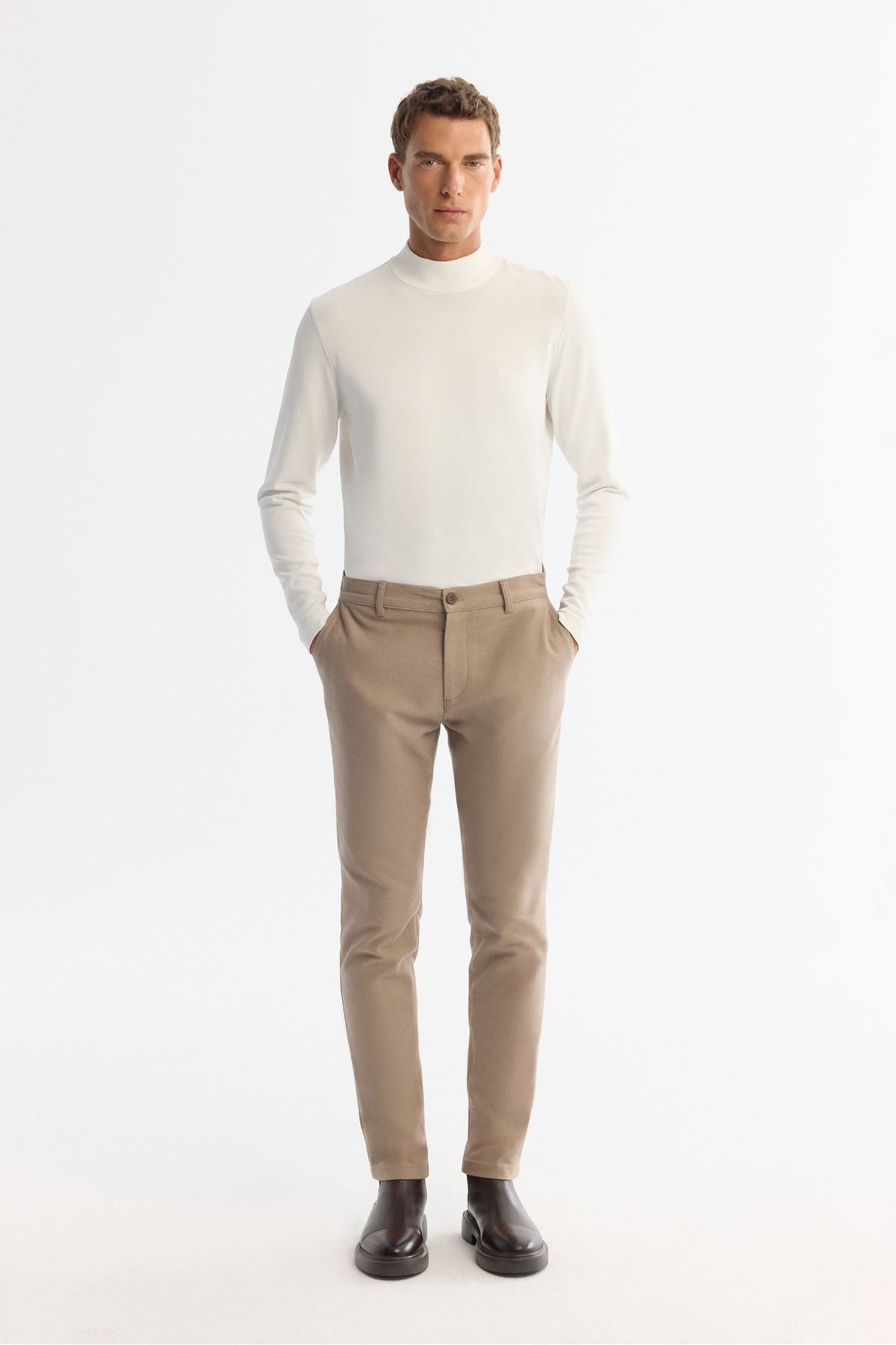 Men's Beige Classic Bel Elastan Chino Pants A42y3021
