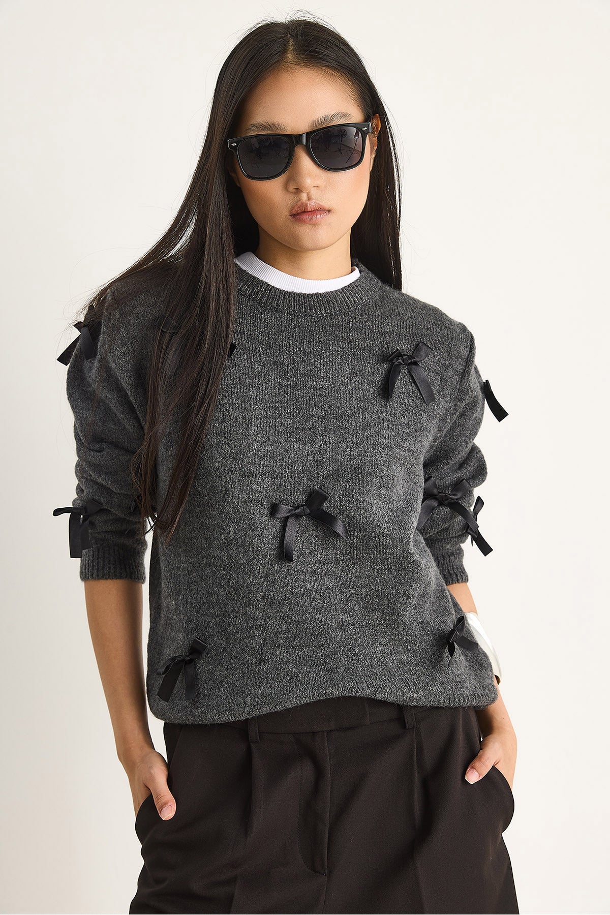 Women's Bow Regular Knitwear Sweater 20246871