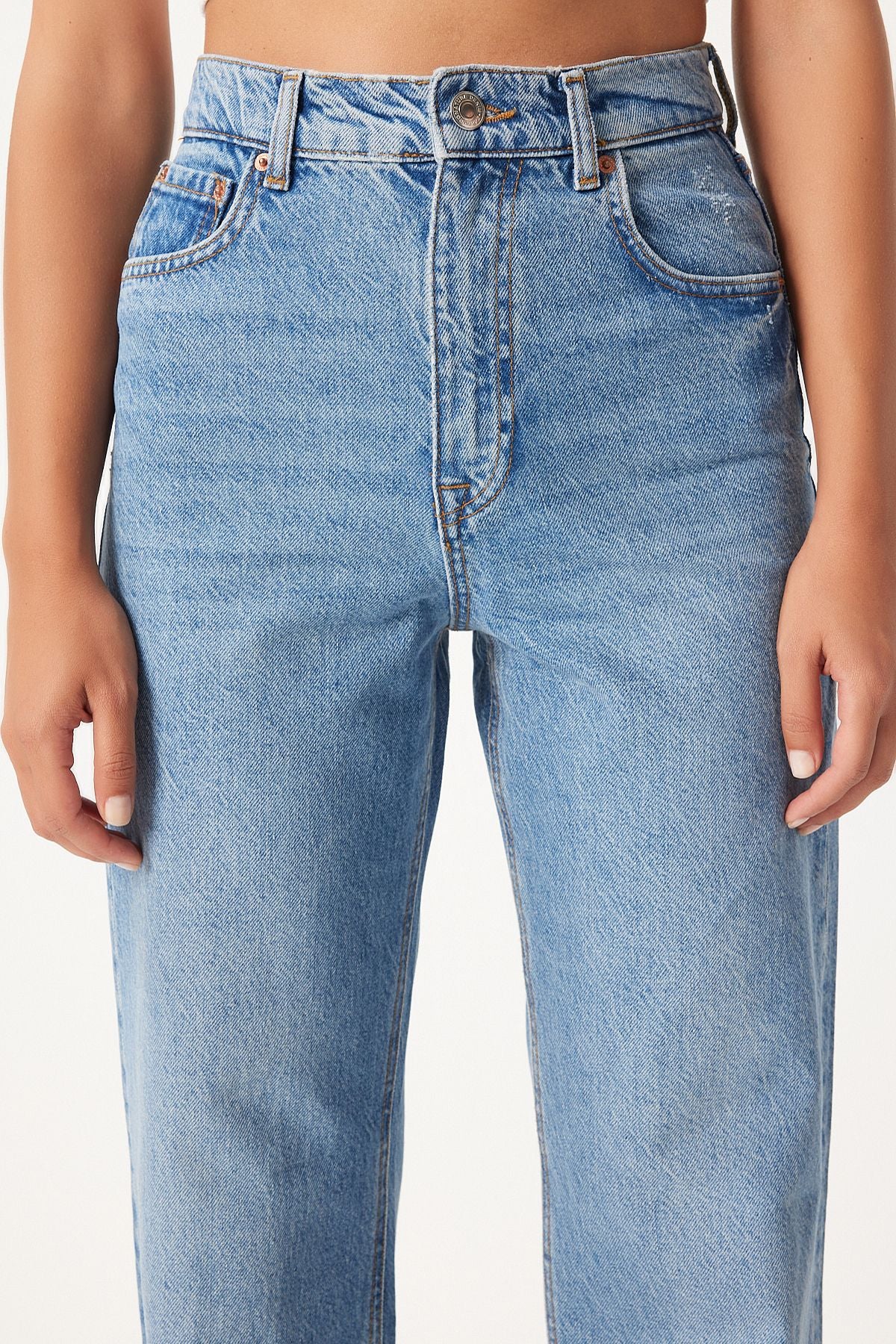 WOMEN'S MIDDLE BLUE WIDE LARGE POLICE JEAN UT00017