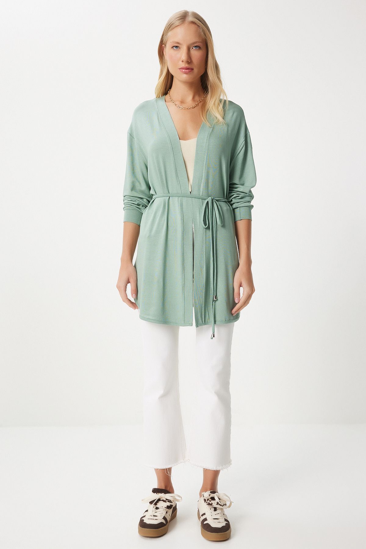 Women's Cagla Green Seasonal Knitting knitwear cardigan EN00620