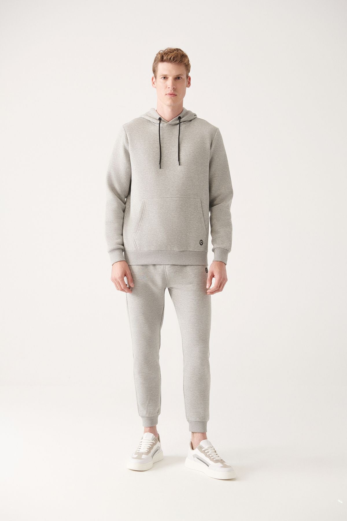 Men's gray hooded 3 -IP Cotton Sweatshirt E001018