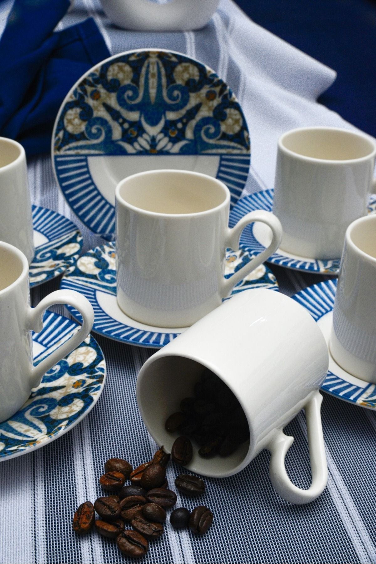 Azur 12 Piece 6 Person Porcelain Coffee Cup Set