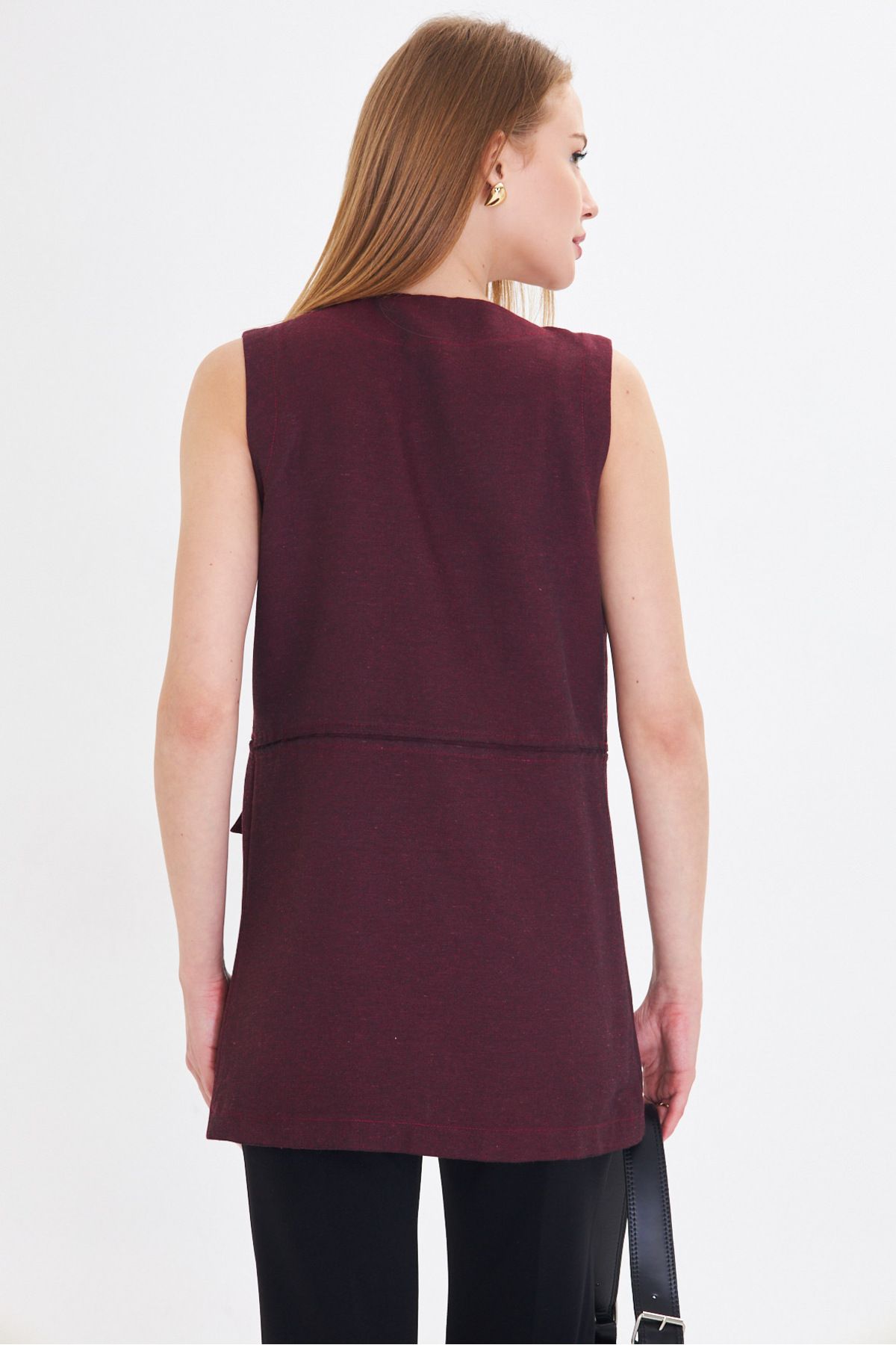 Women's Bordeaux zero collar sewing detailed vest ARM-25Y001019