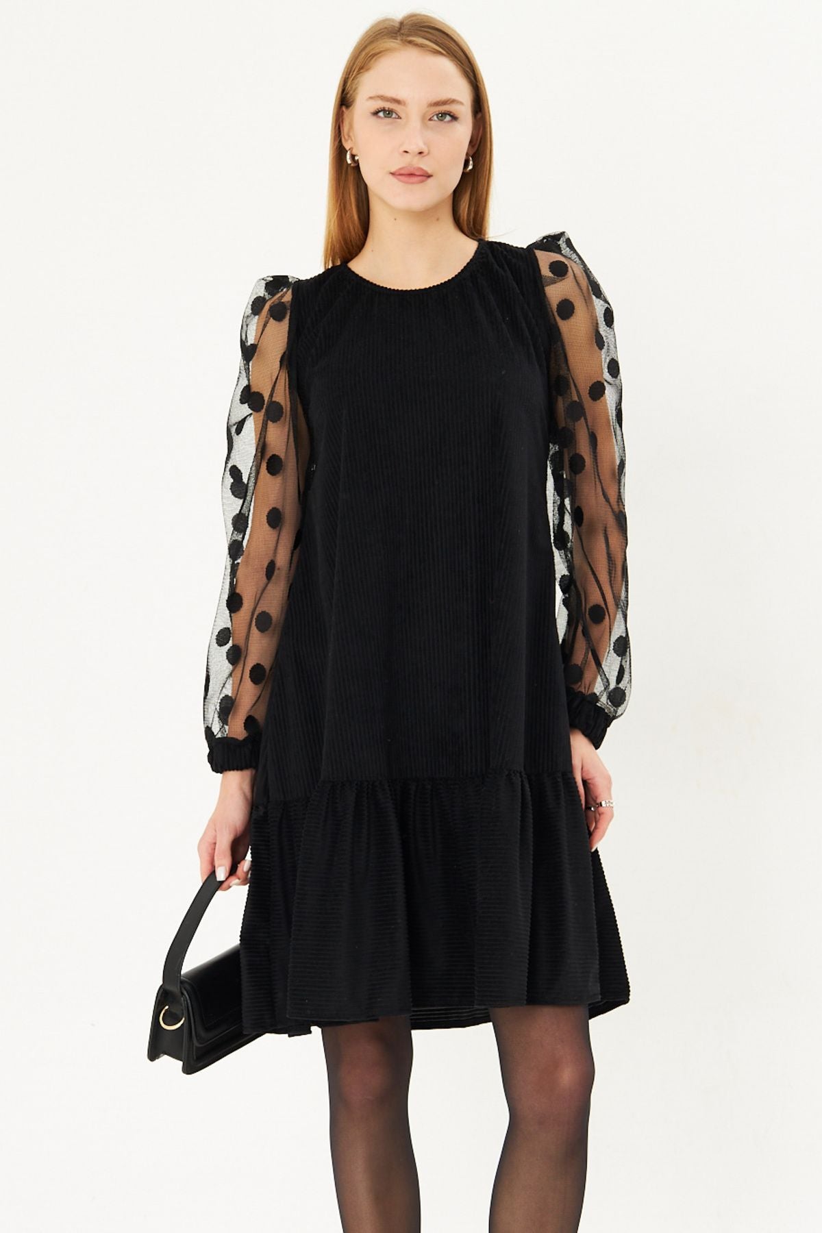 Female black arm tulle six firfirli dress ARM-20K001110