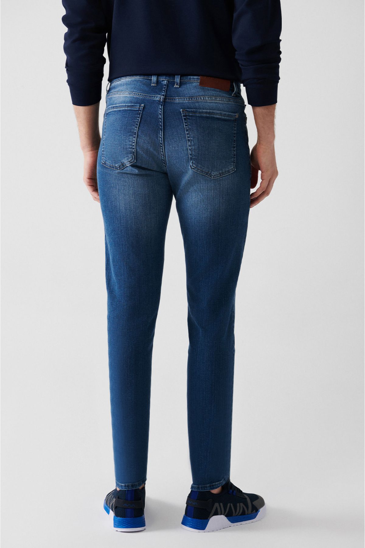 Men's Blue Obedness Washing Flexible Jean Pants B003506