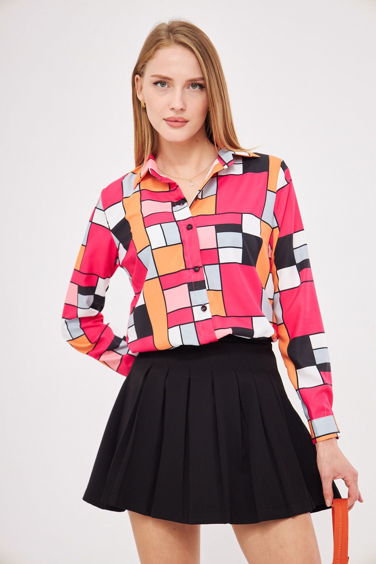 Women's Fuchsia Patterned Long Sleeve Shirt ARM-25K001040