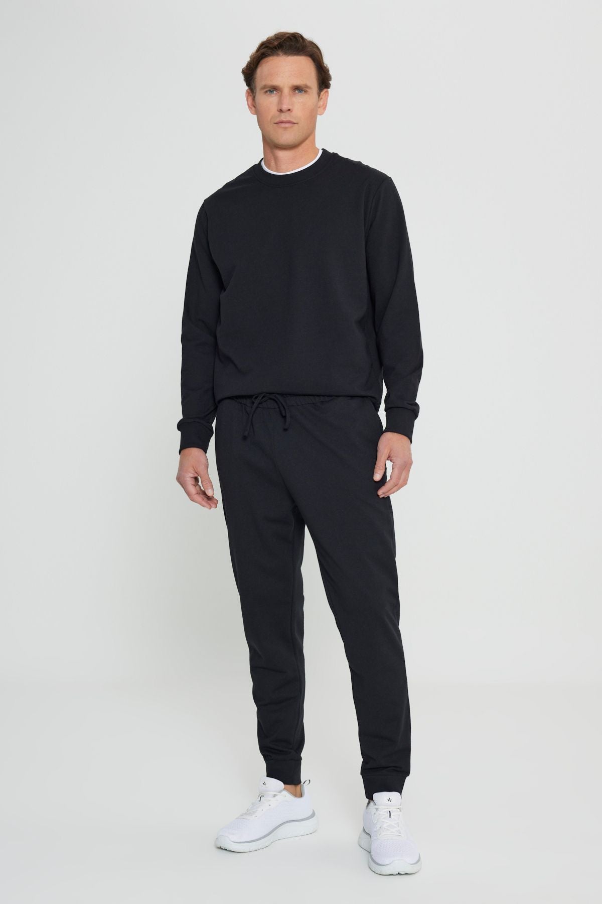 Men's Black Standard Fit Normal Normal Cutting 2 IPPE CLASS COTTON JOGGER SERVICE SIZE