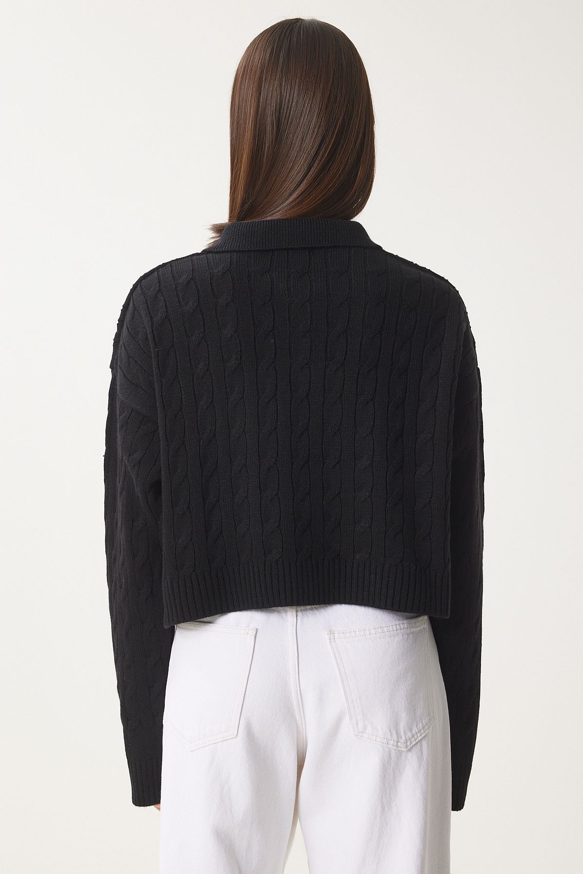 Women's black motif knitwear sweater ZH00043