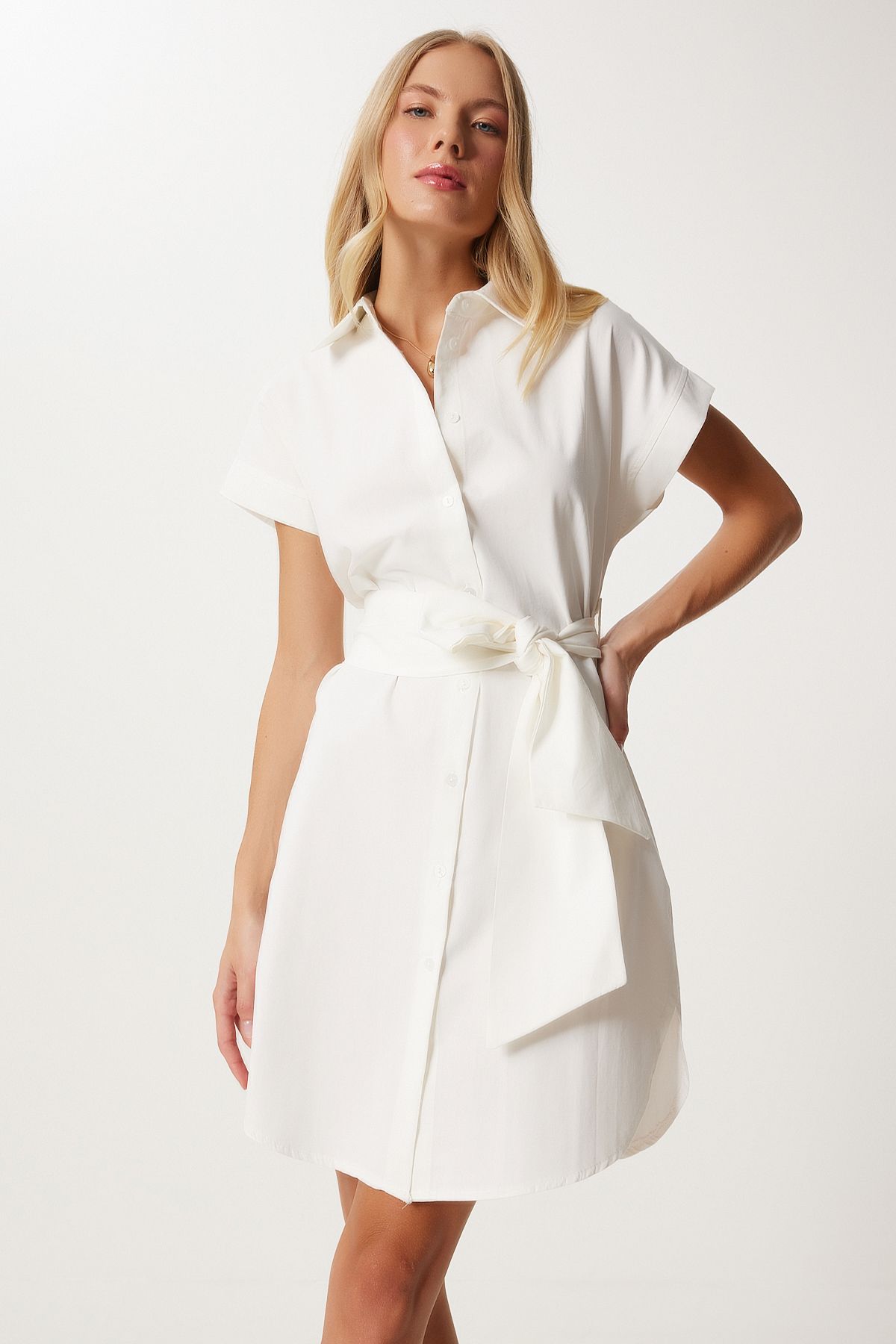Female Ekru Belze Poplin Shirt Dress FN03299