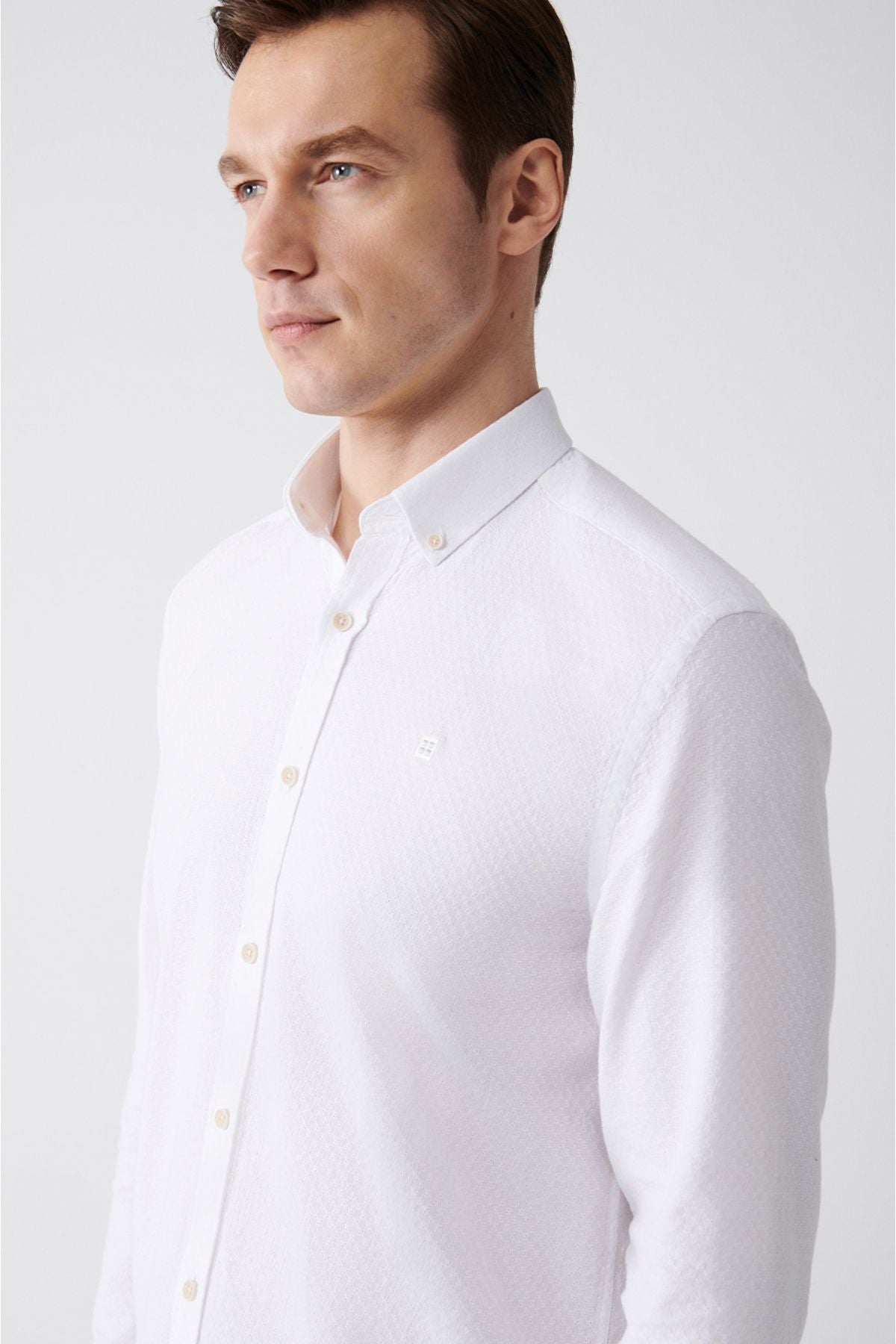 Men's White 100 %Cotton button collar shirt A31y2004