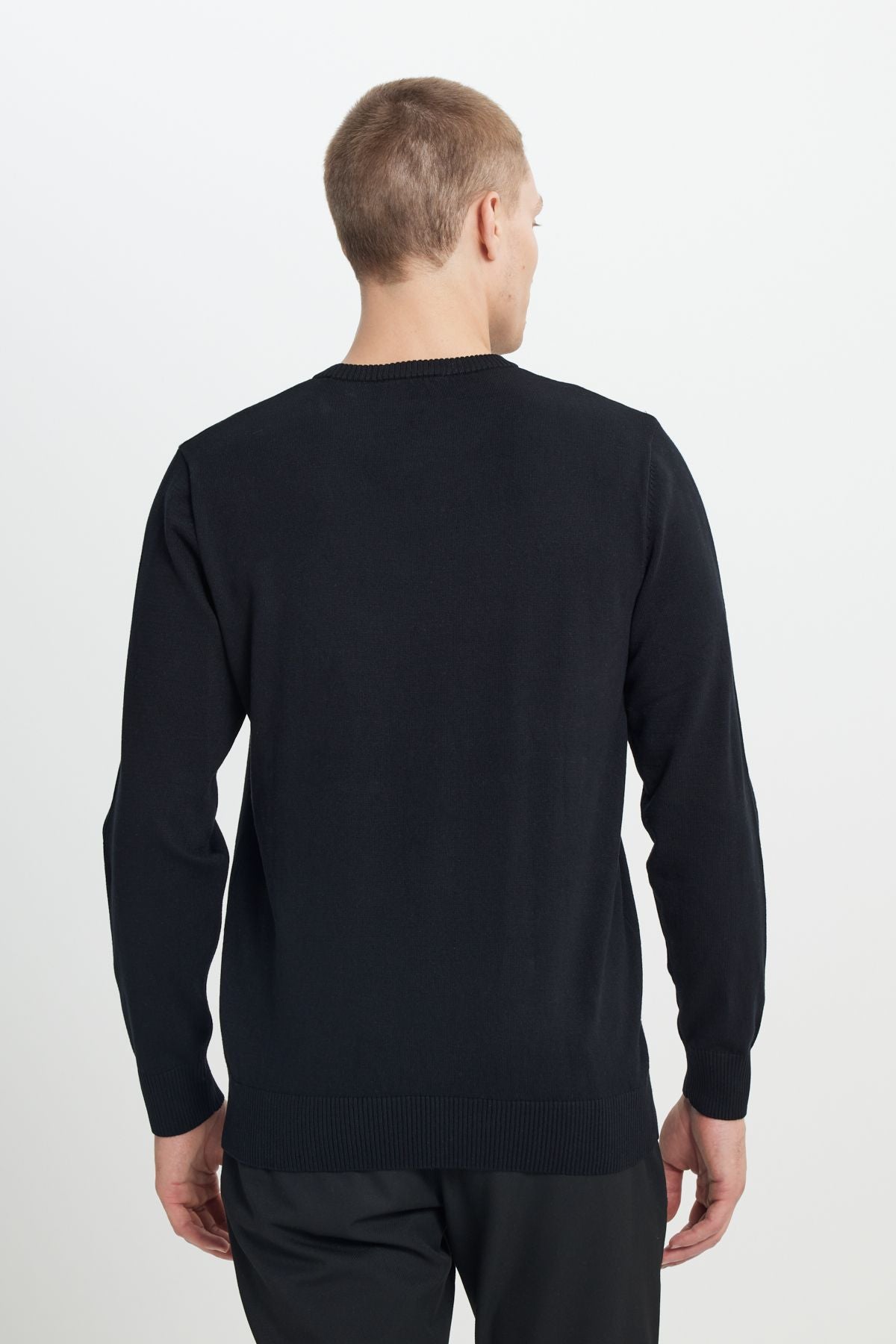 Men's Black Standard Fit Normal Normal Class Bicycle Knitwear Sweater