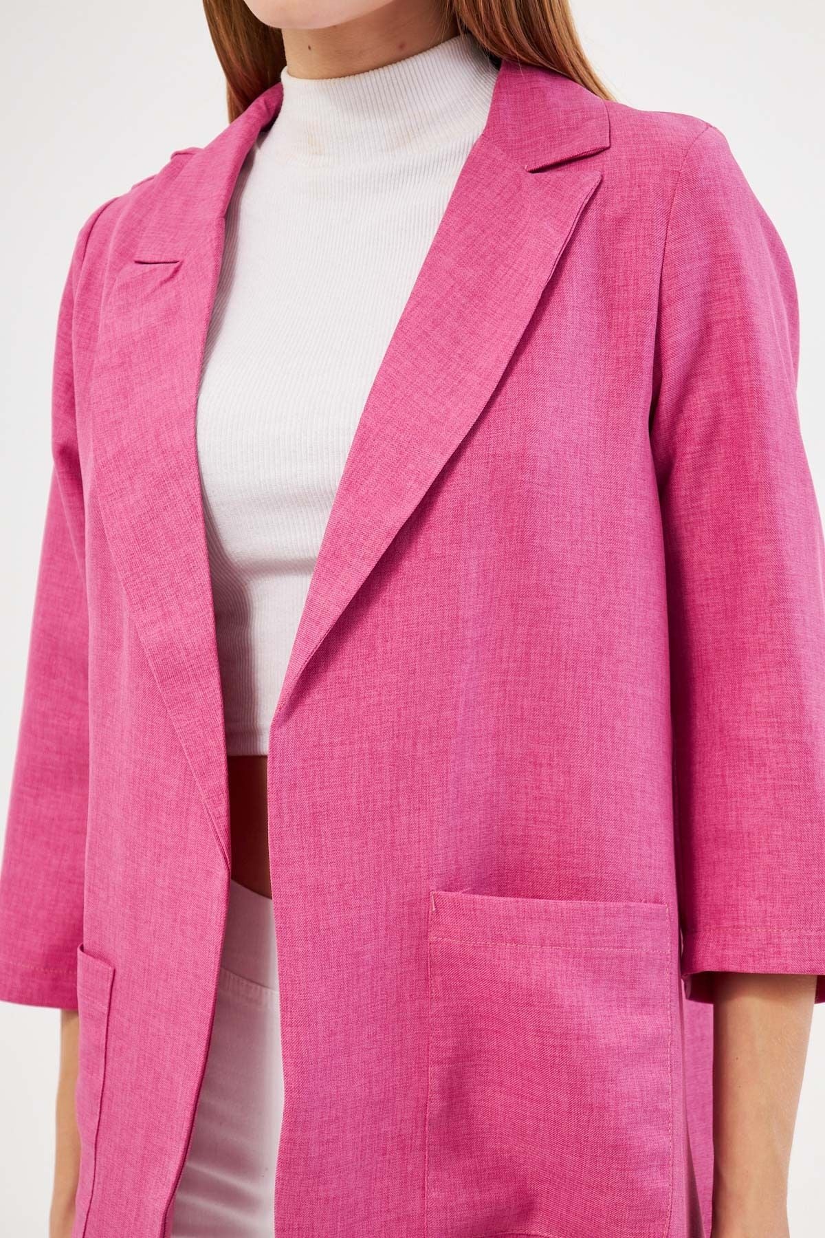 Women's Fuchsia Pocket Oversize Jacket ARM-24Y001115