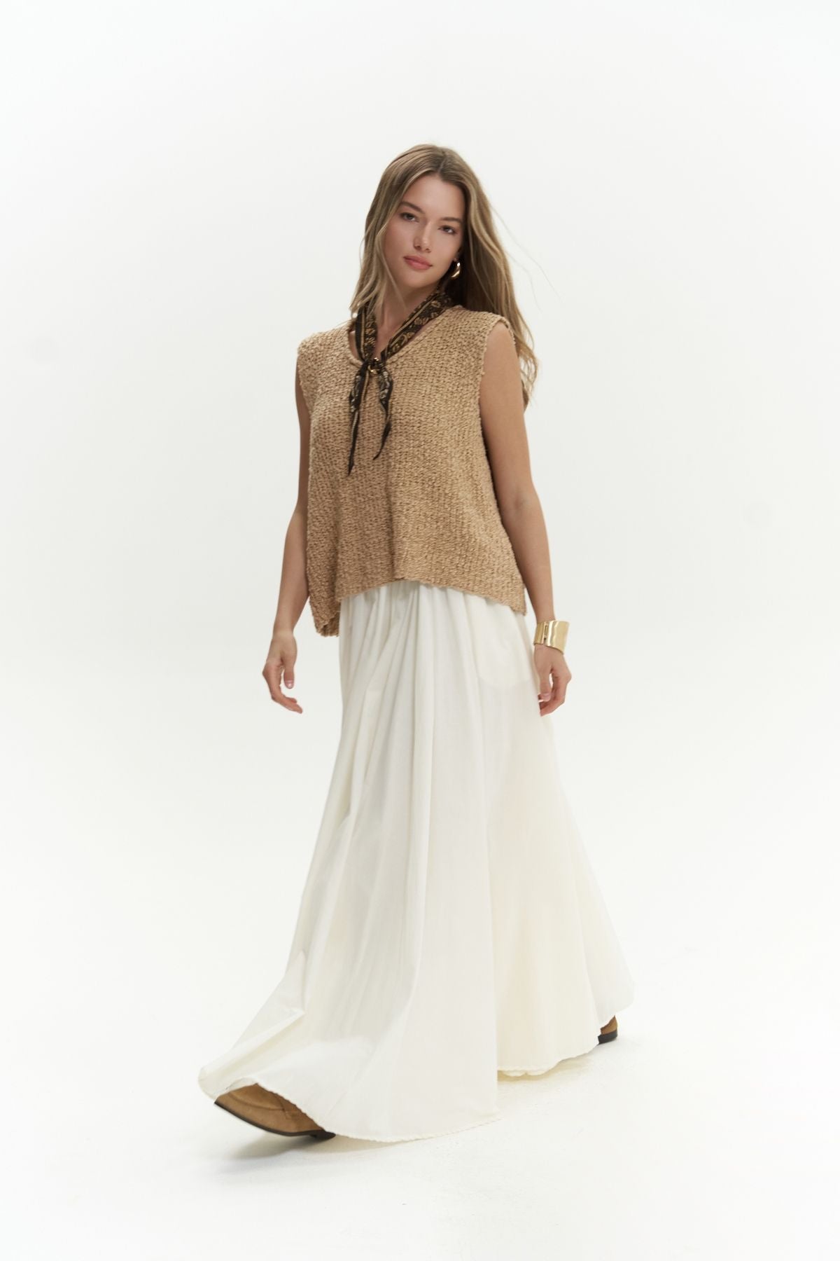 Faylinn long ecru skirt