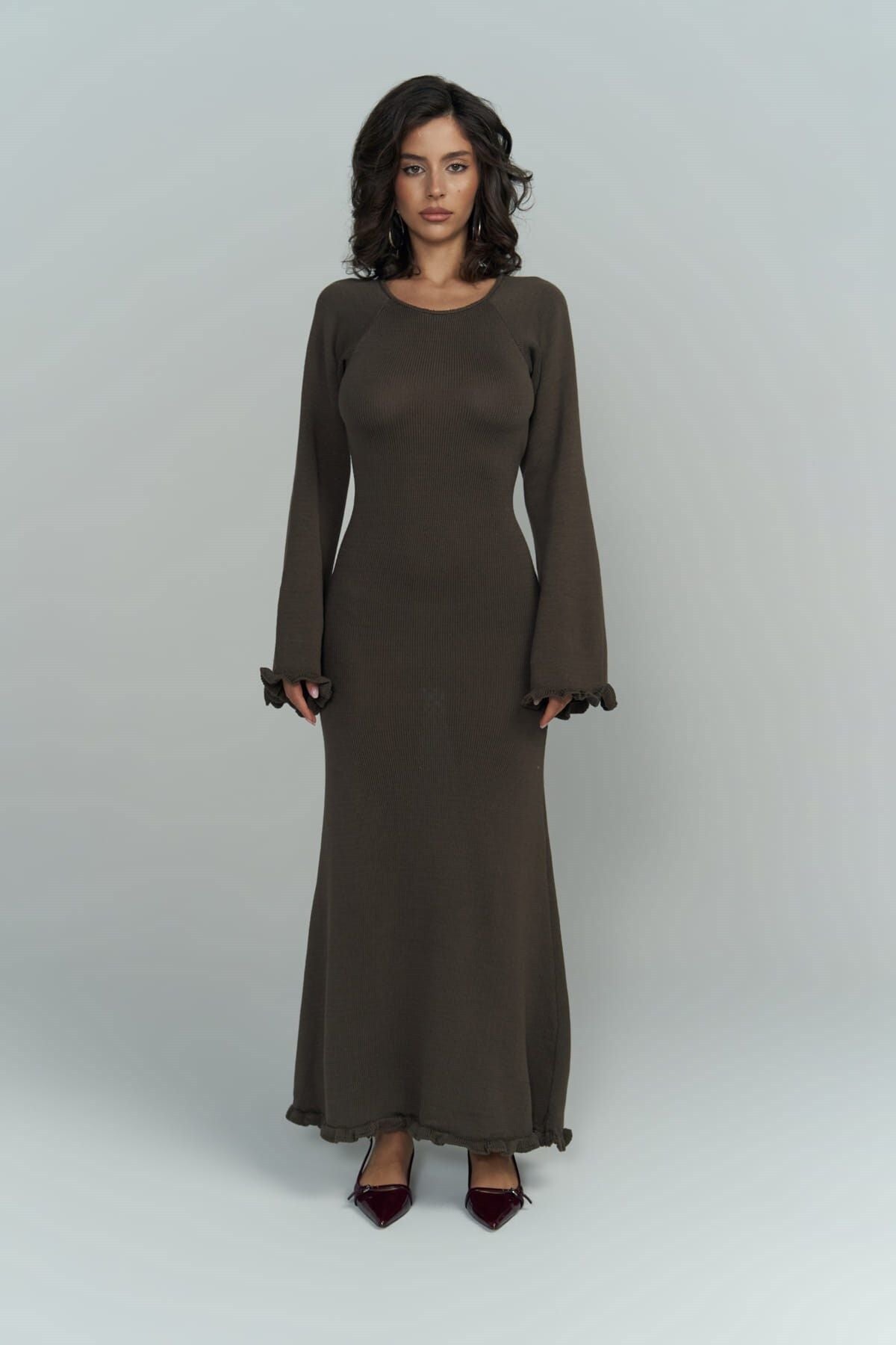 Angela Back Back Coffee Knitwear Dress