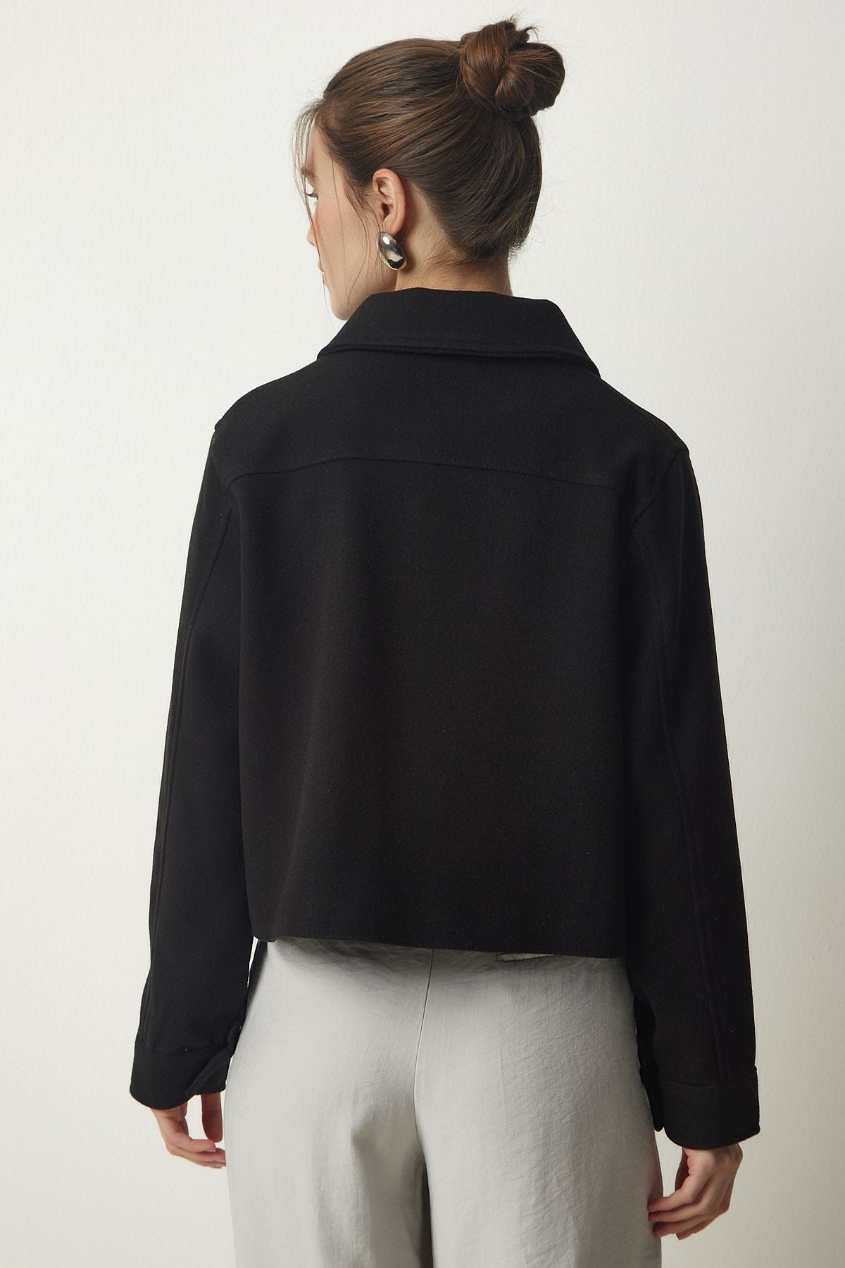 Female black pocket stamp jacket oh00051