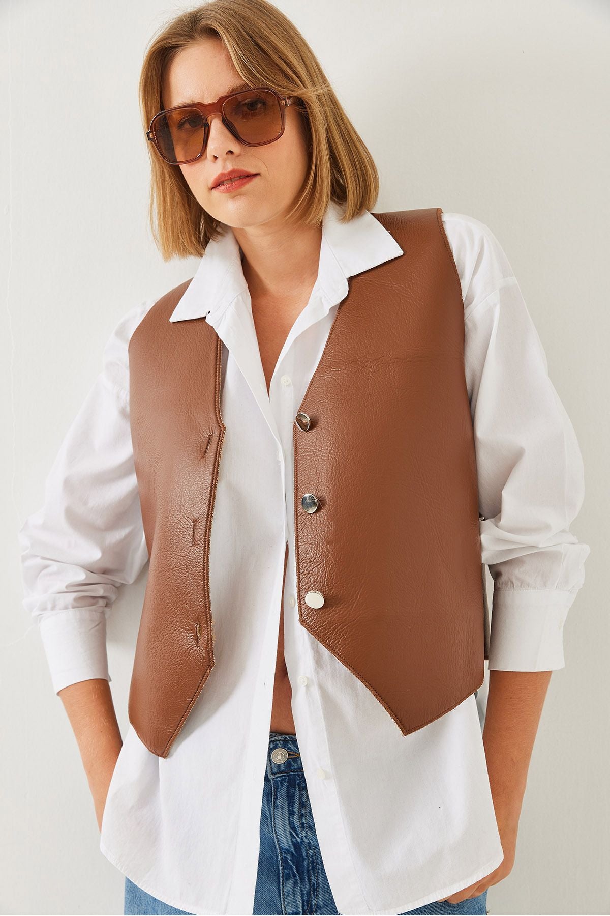 WOMEN'S LEATHER PLUSH VEST 6468 60351161