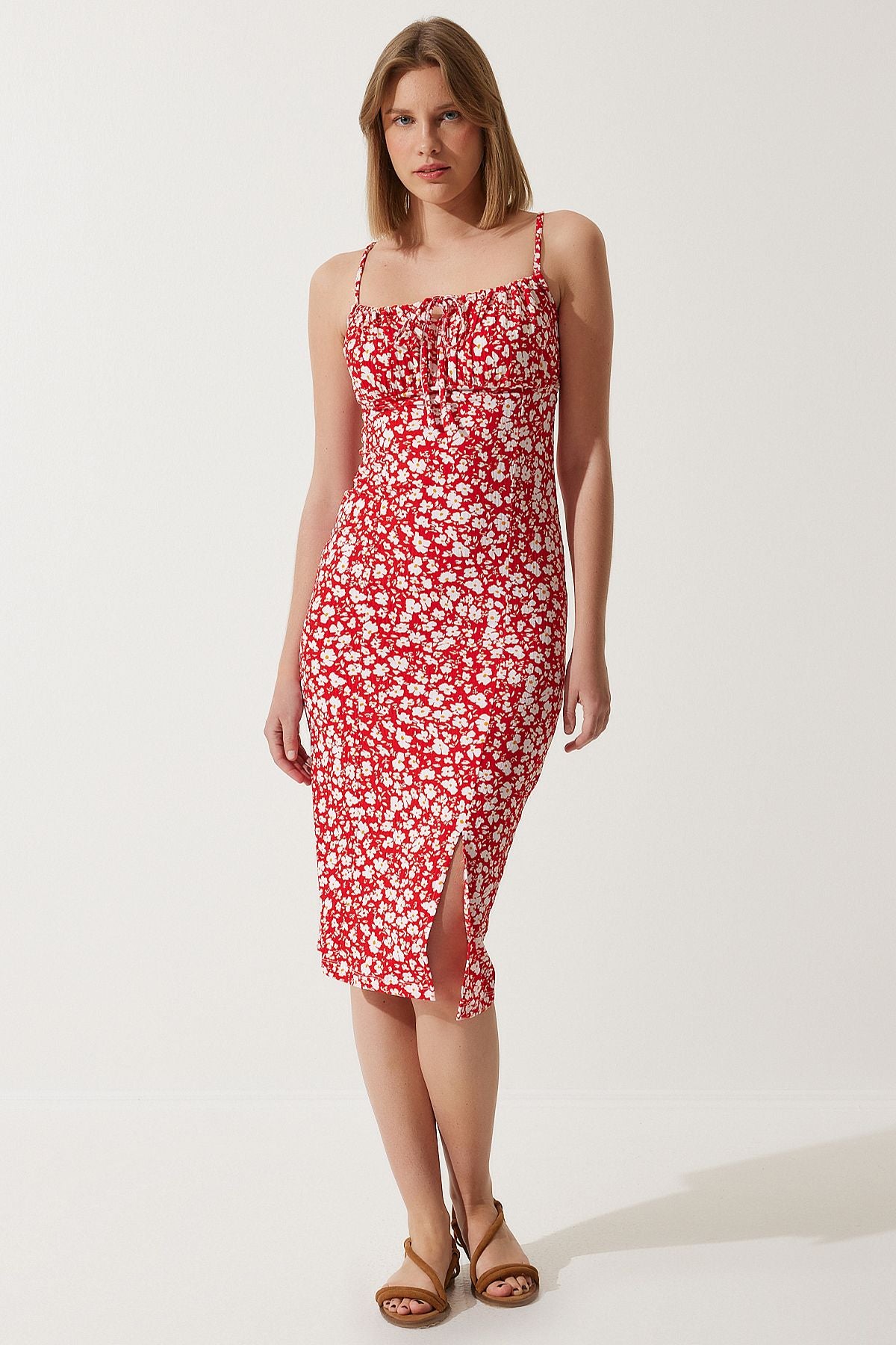 Woman Red Flower Sweting Summer Knitting Dress CI00029