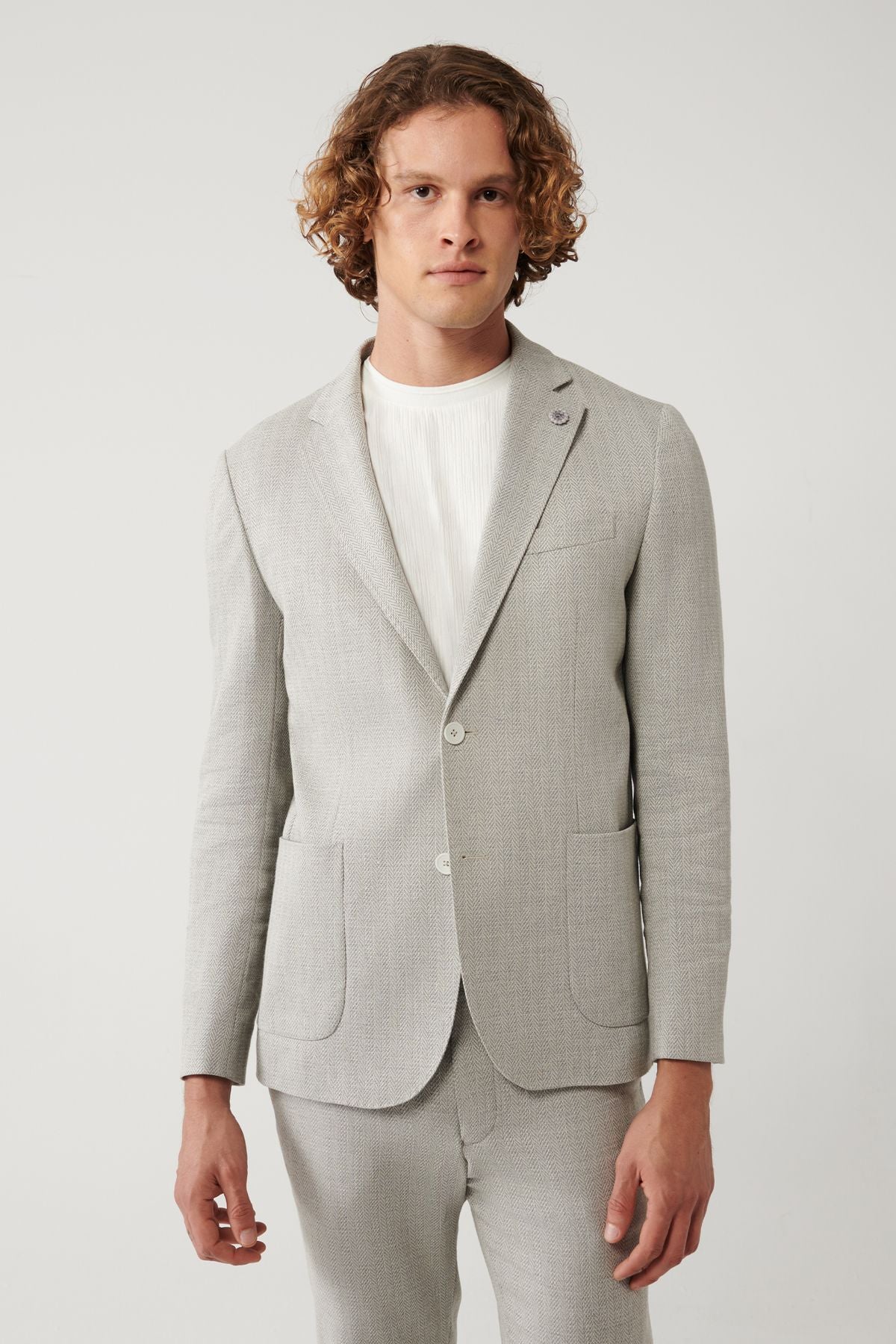 Men's gray lining without linen mixed lightweight jacket A41y4029