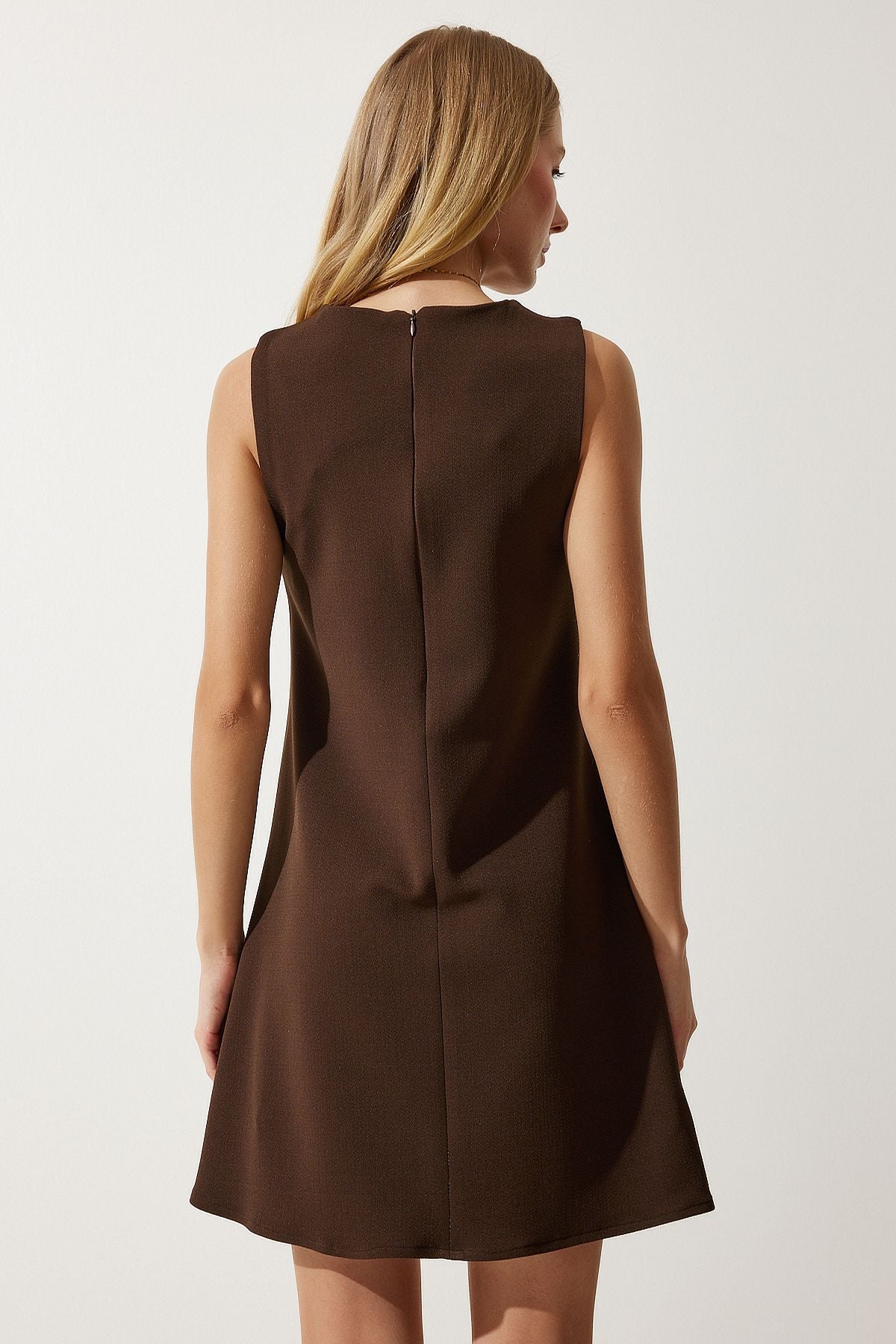 Female brown bike collar cottage woven bell dress RV00160