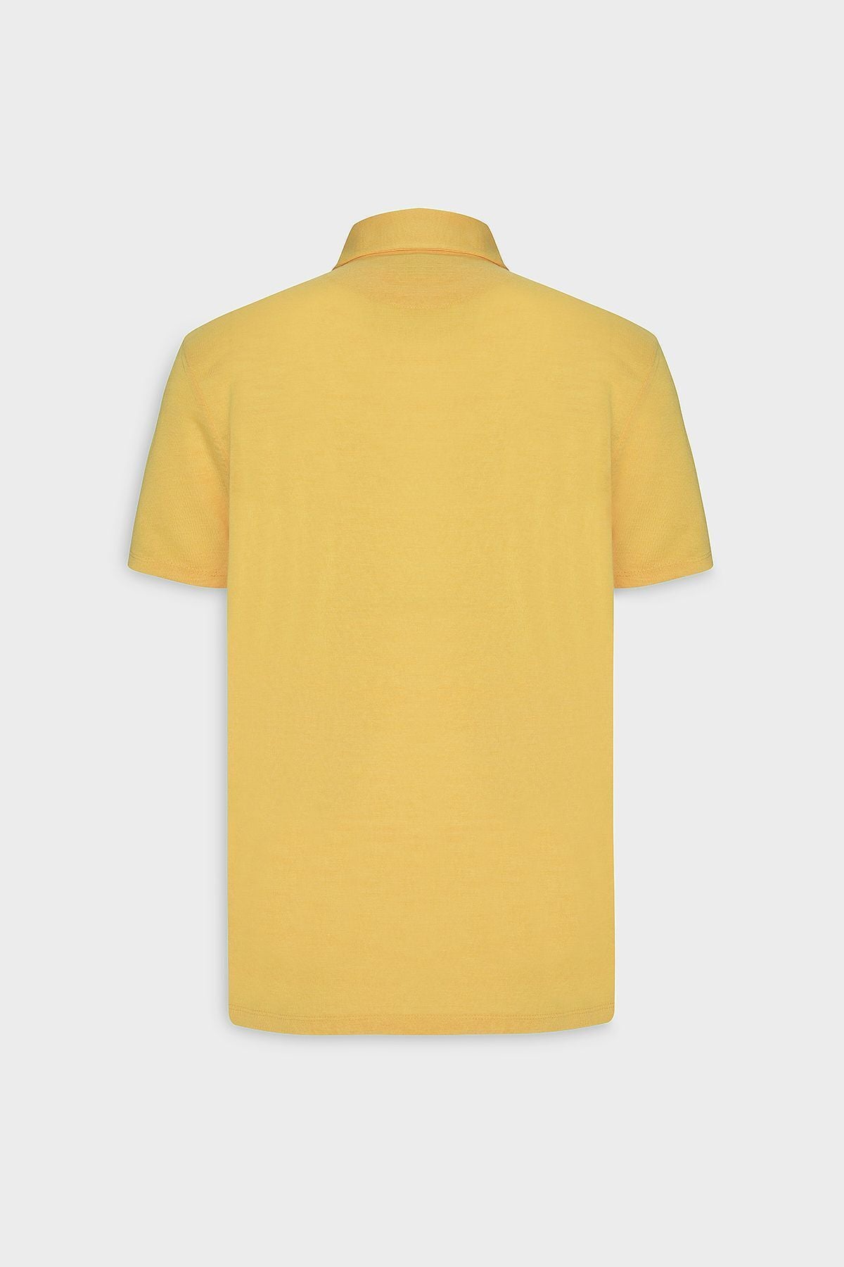 Men's dark yellow slim fit narrow cut polo collar flat casual T -shirt