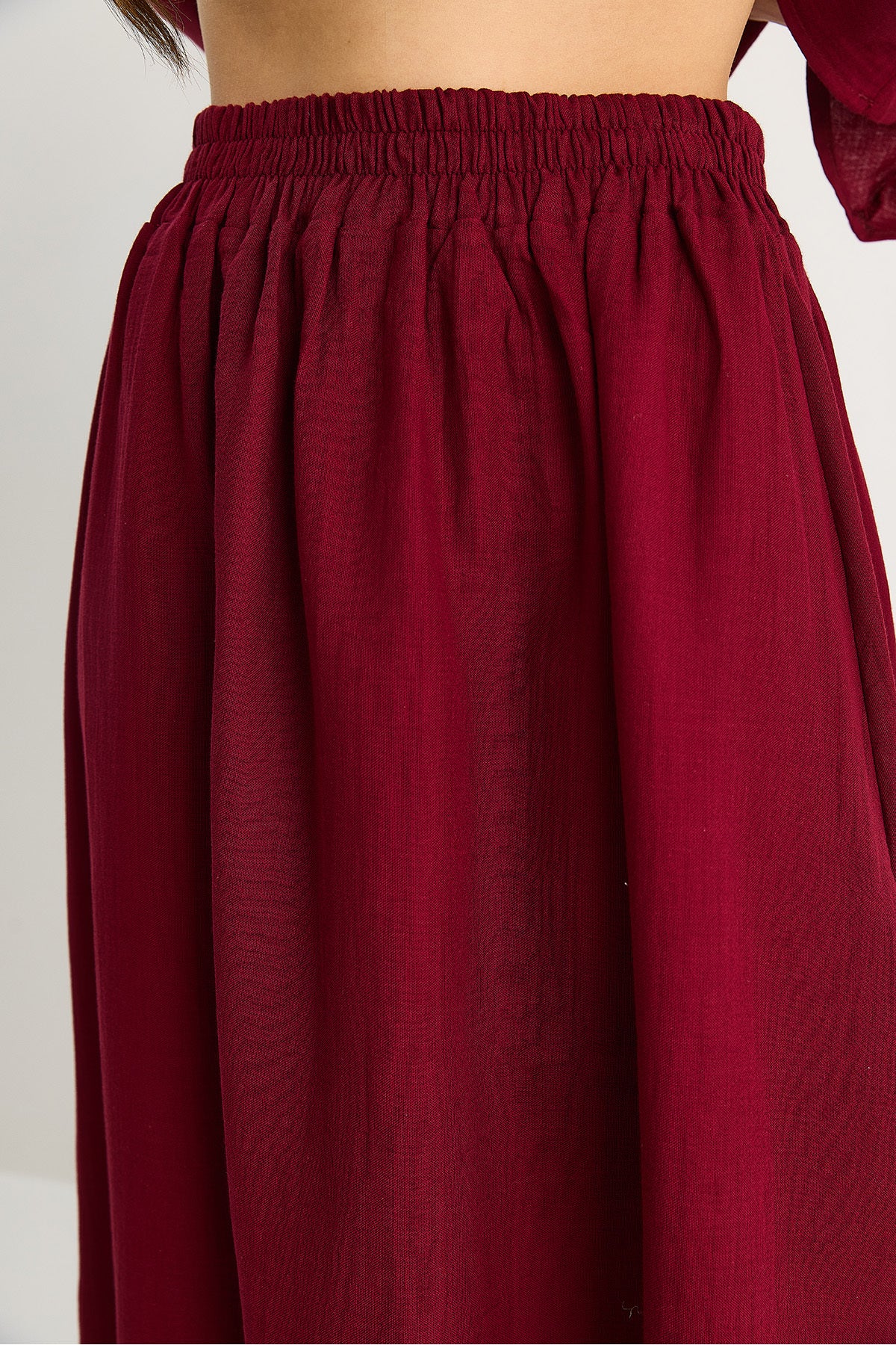 Women's Bat Sleeve Crop Slit Detail Skirt Muslin Suit 9280-1 60283504