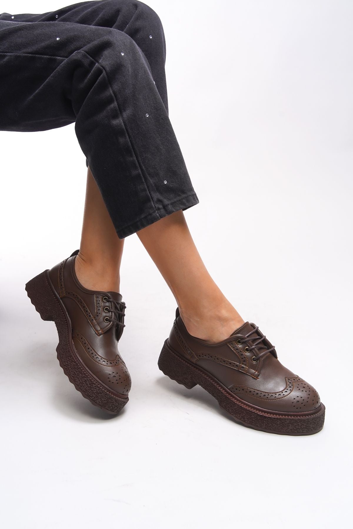 Oknyrth Women Lace Loafer 00121990 Brown Skin