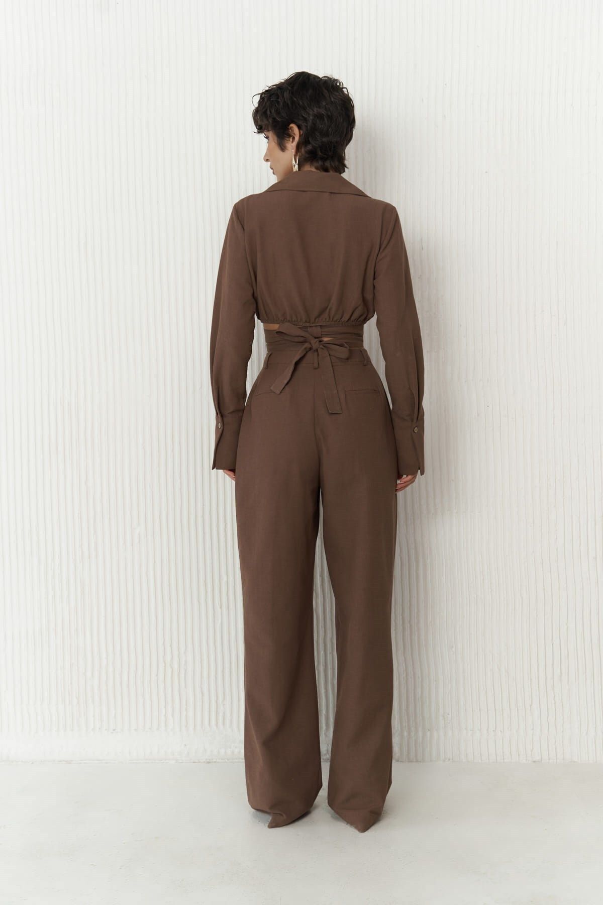 Estila Coffee Crop Pants Set